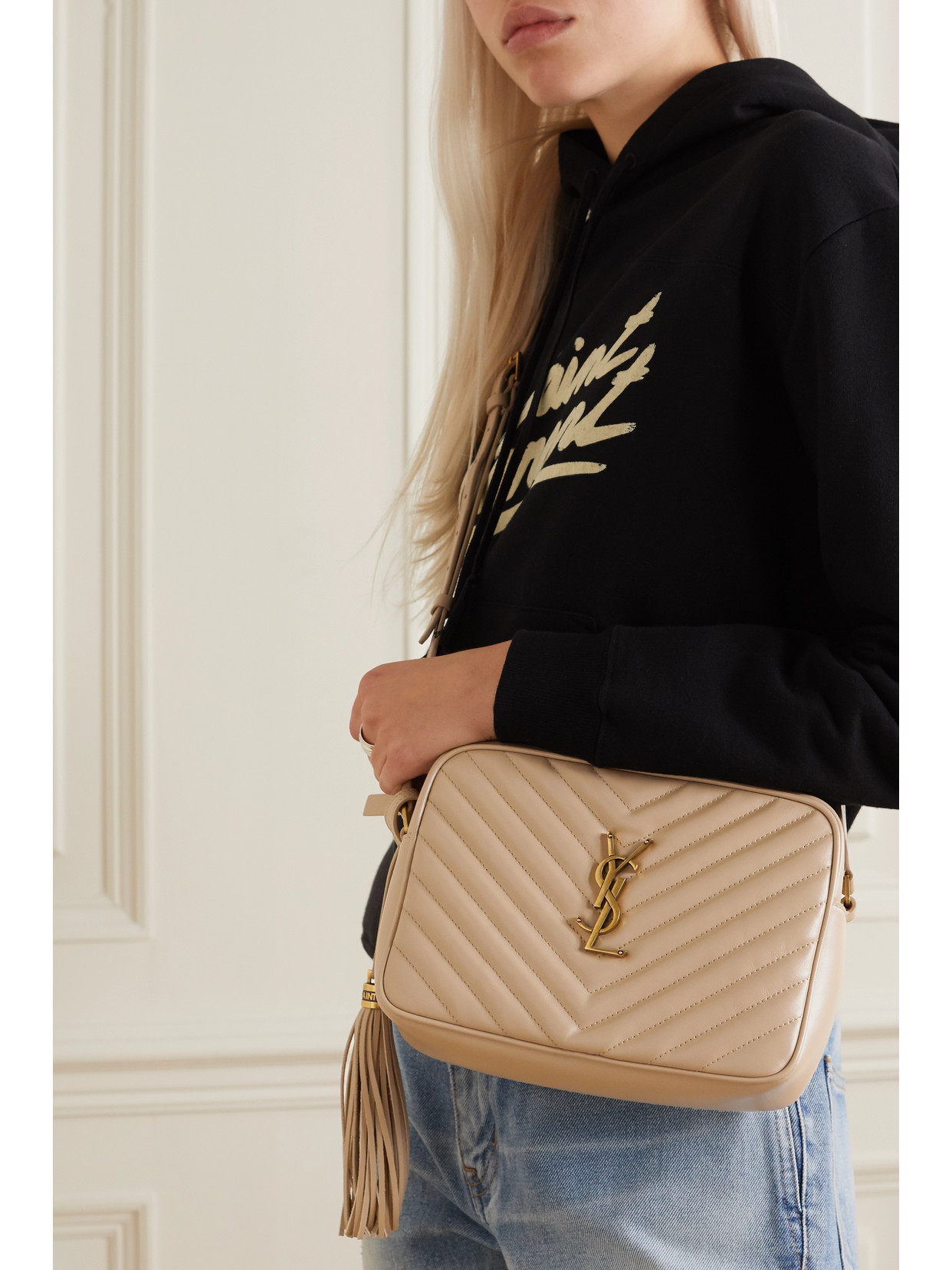 Saint Laurent Lou Medium Quilted Leather Shoulder Bag In Ivory ModeSens