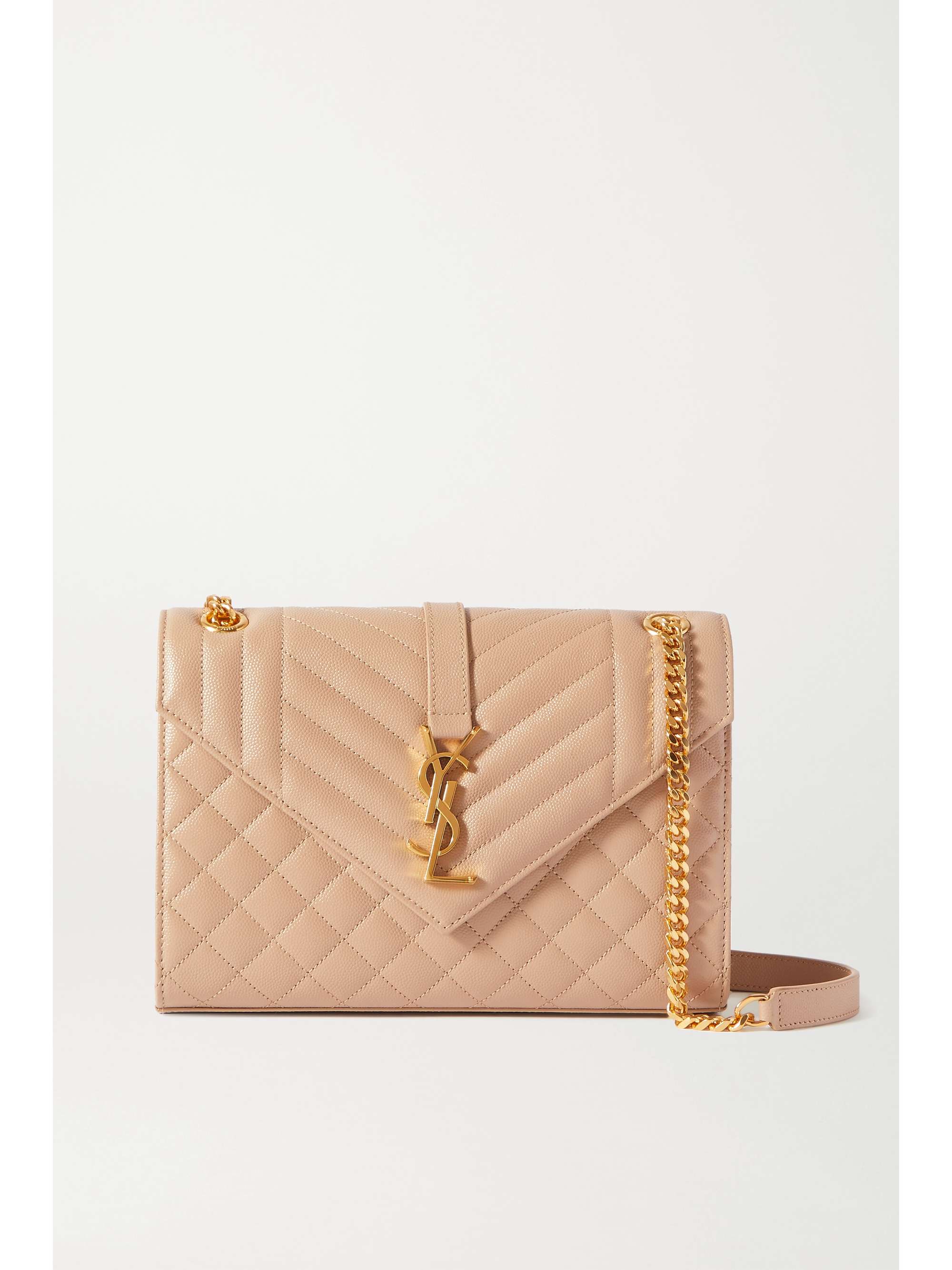 Envelope medium quilted textured-leather shoulder bag