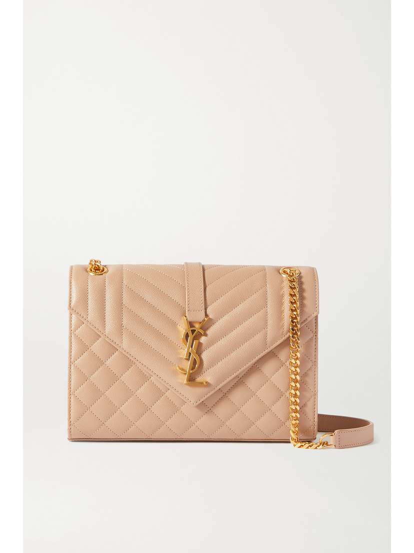 Saint Laurent Envelope Medium Quilted Textured-leather Shoulder Bag