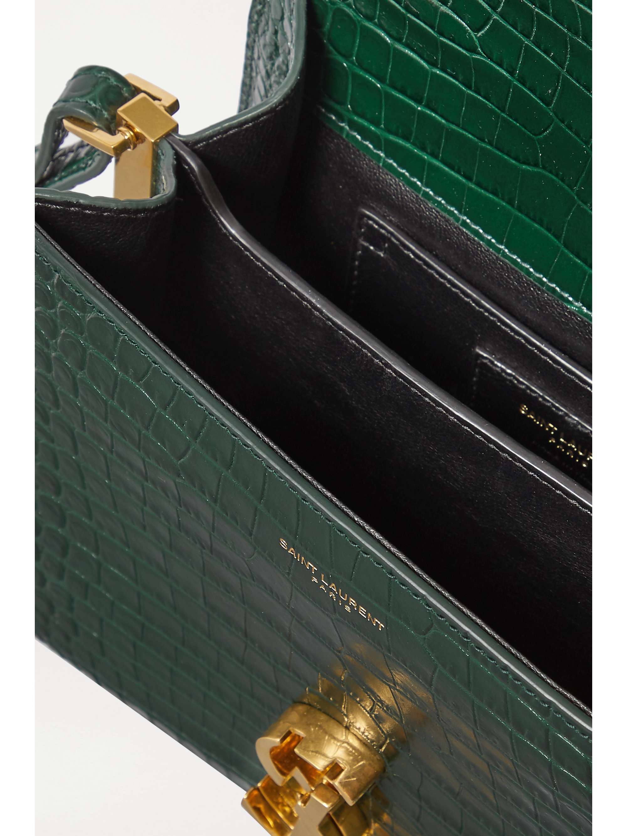 SAINT LAURENT Cassandra mini croc-effect leather tote