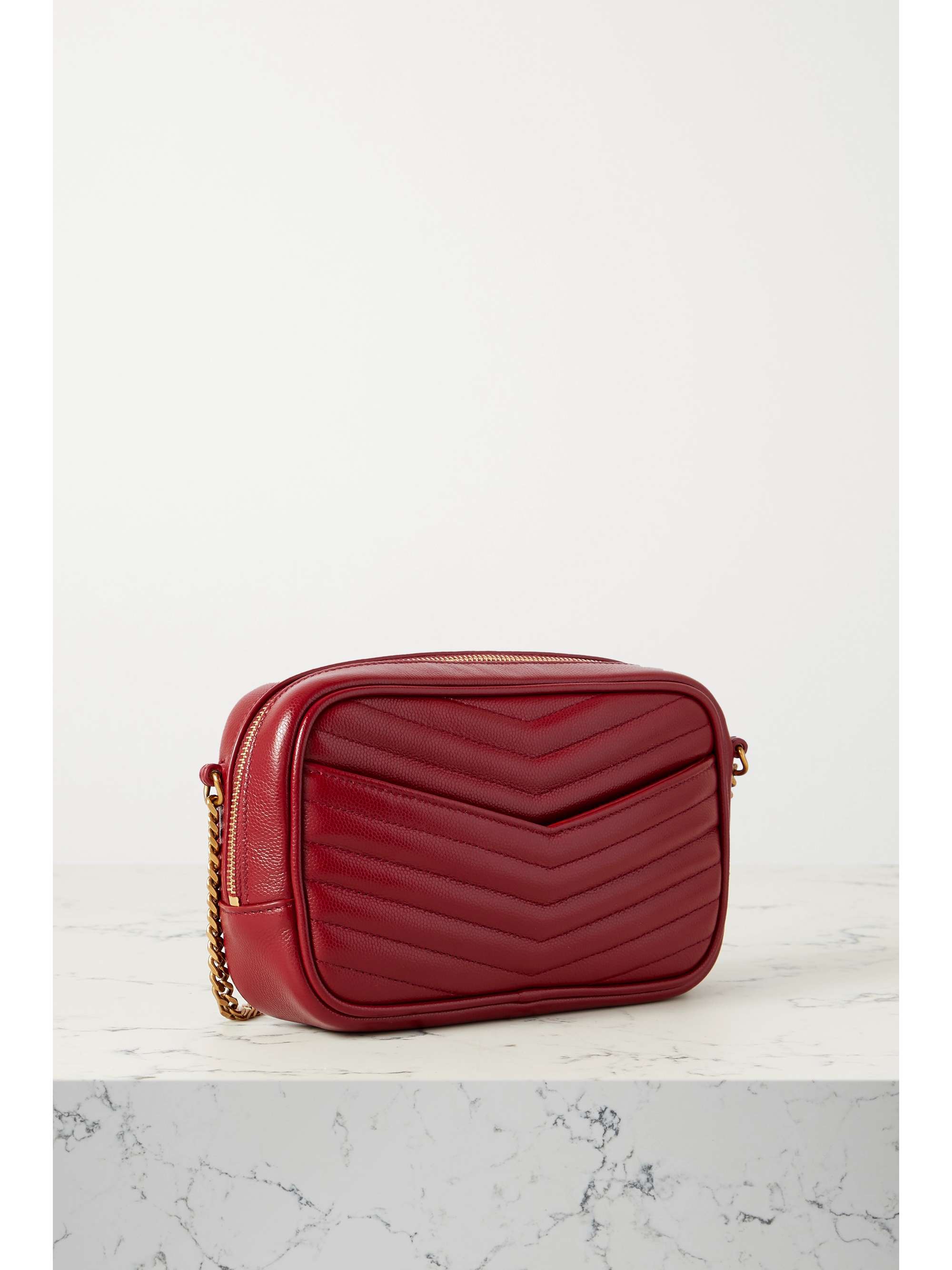 SAINT LAURENT Lou mini quilted textured-leather shoulder bag