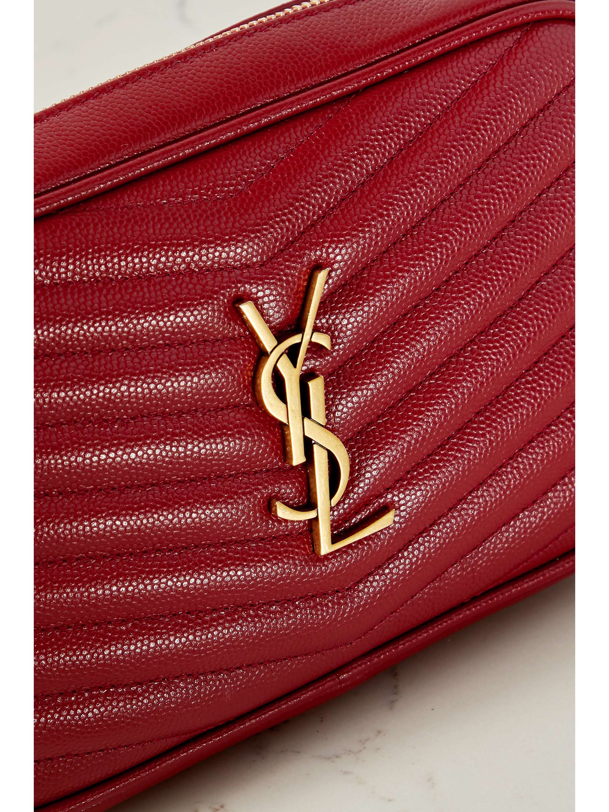 SAINT LAURENT Lou mini quilted textured-leather shoulder bag