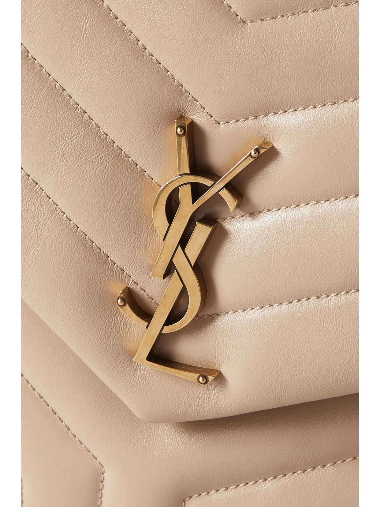 Saint Laurent Loulou Medium Quilted Leather Shoulder Bag In Beige