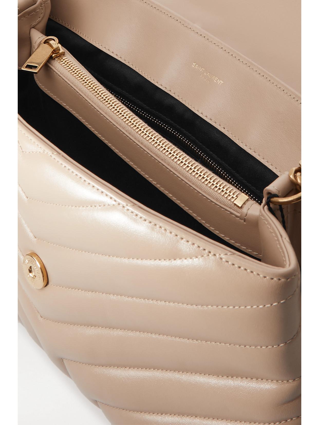 Saint Laurent Loulou Medium Quilted Leather Shoulder Bag In Beige