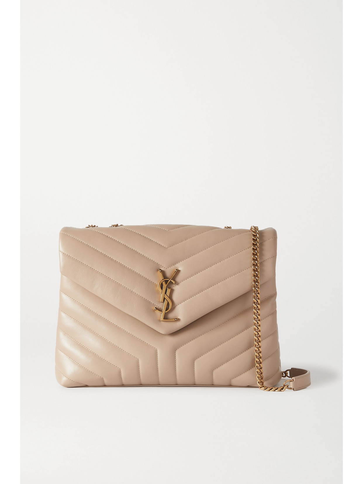 Saint Laurent Loulou Medium Quilted Leather Shoulder Bag In Beige