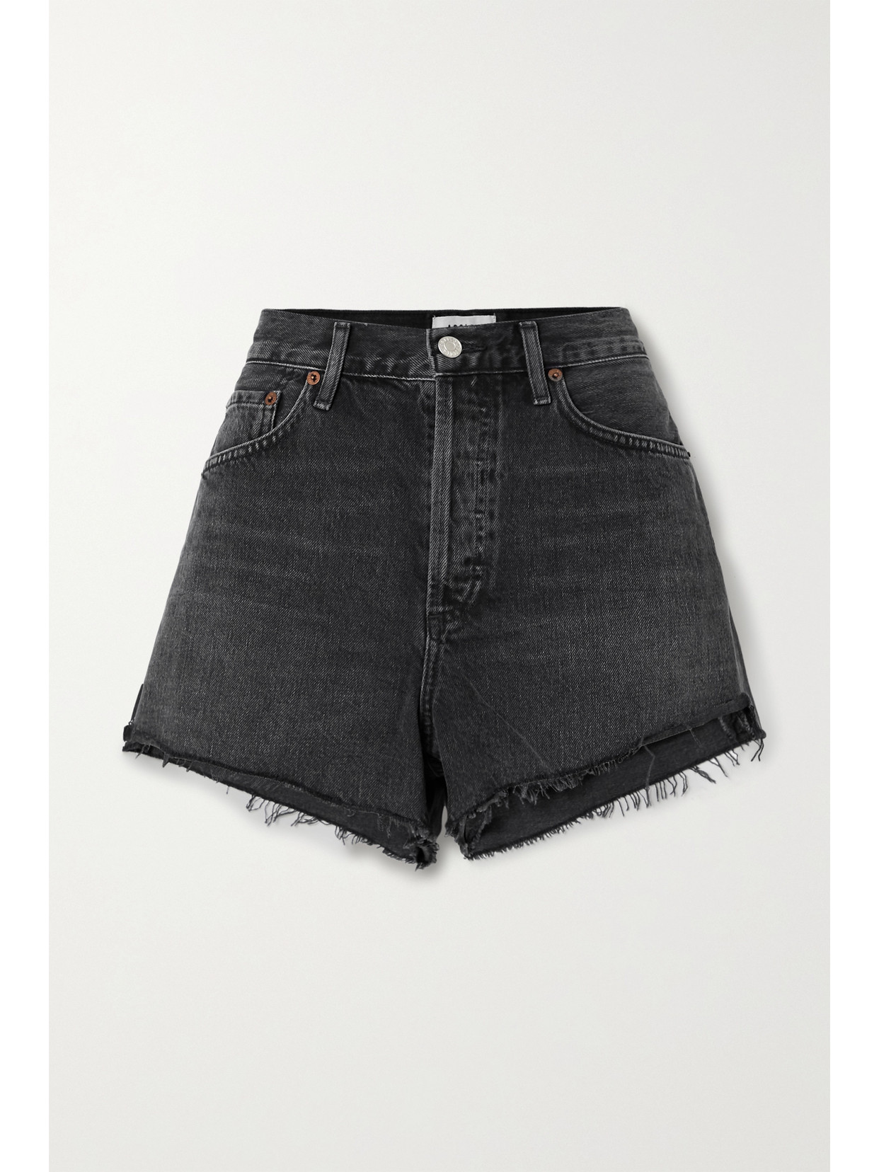 Agolde Dee Super High Rise Shorts Exhibit 26 In Charcoal