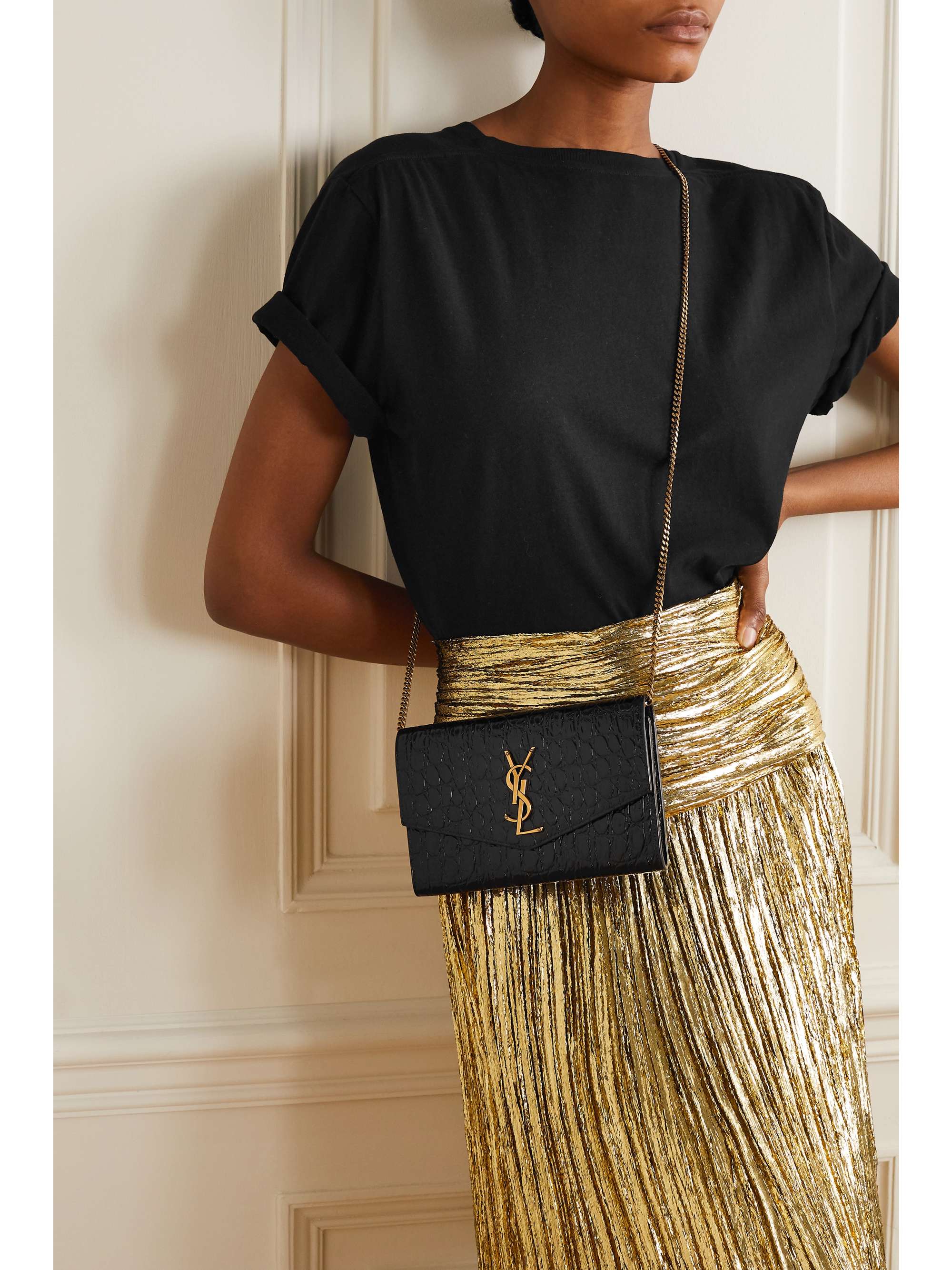 ysl uptown pouch croc