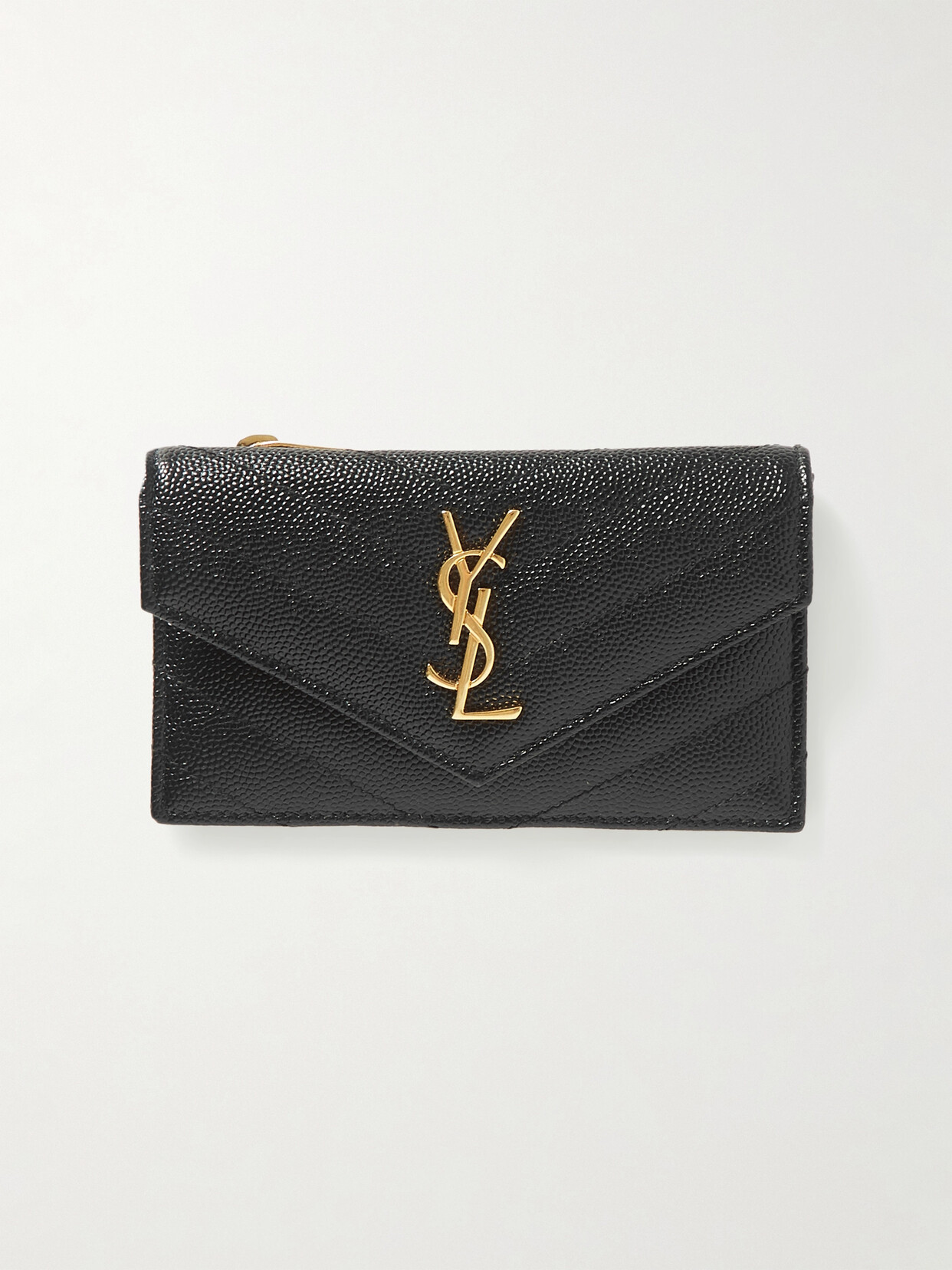 Saint Laurent Monogramme Quilted Textured-leather Wallet In Black