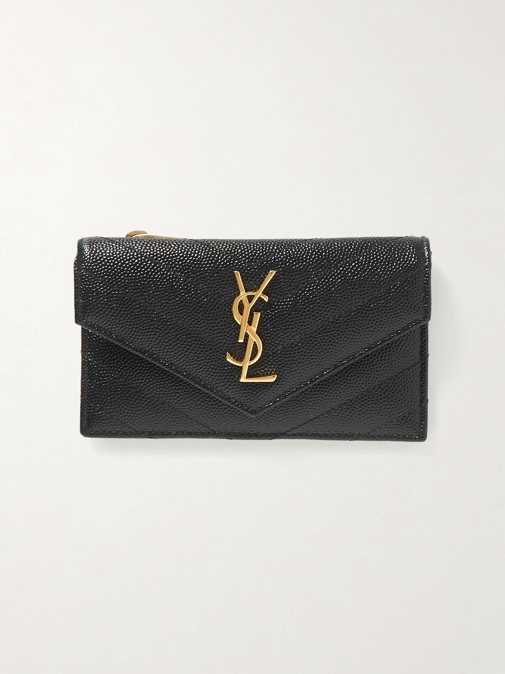 SAINT LAURENT Monogramme quilted textured-leather wallet