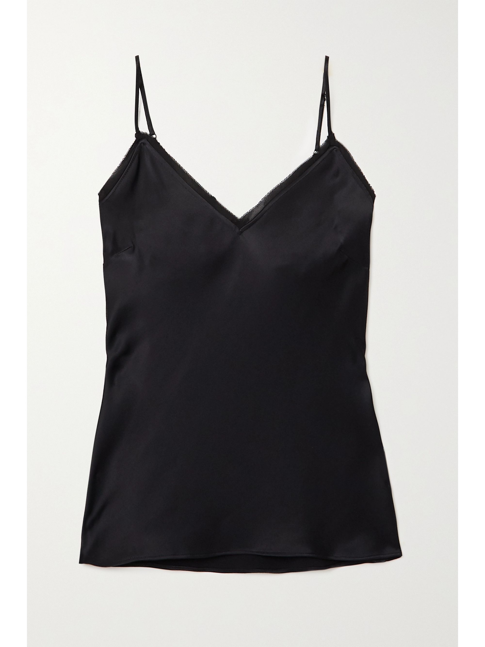 Noir Caraco En Satin De Soie Effile Net A Porter Frame Net A Porter