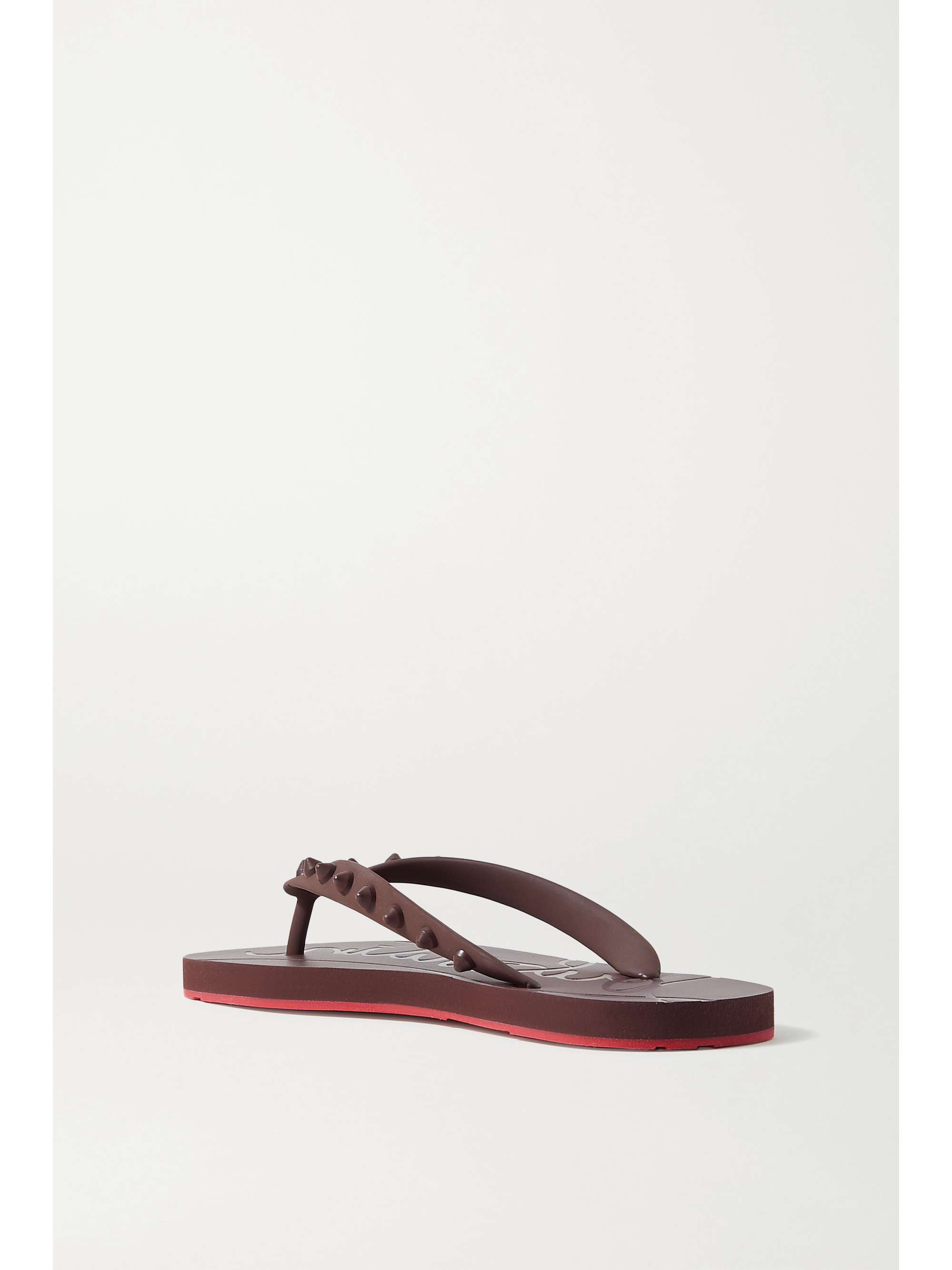 Brown Donna spiked rubber flip flops 