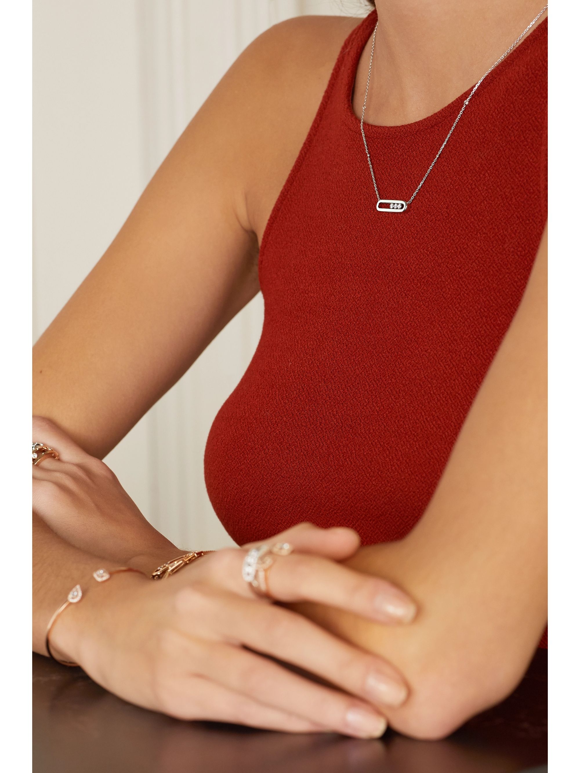 White Gold Baby Move 18 Karat White Gold Diamond Necklace Messika Net A Porter