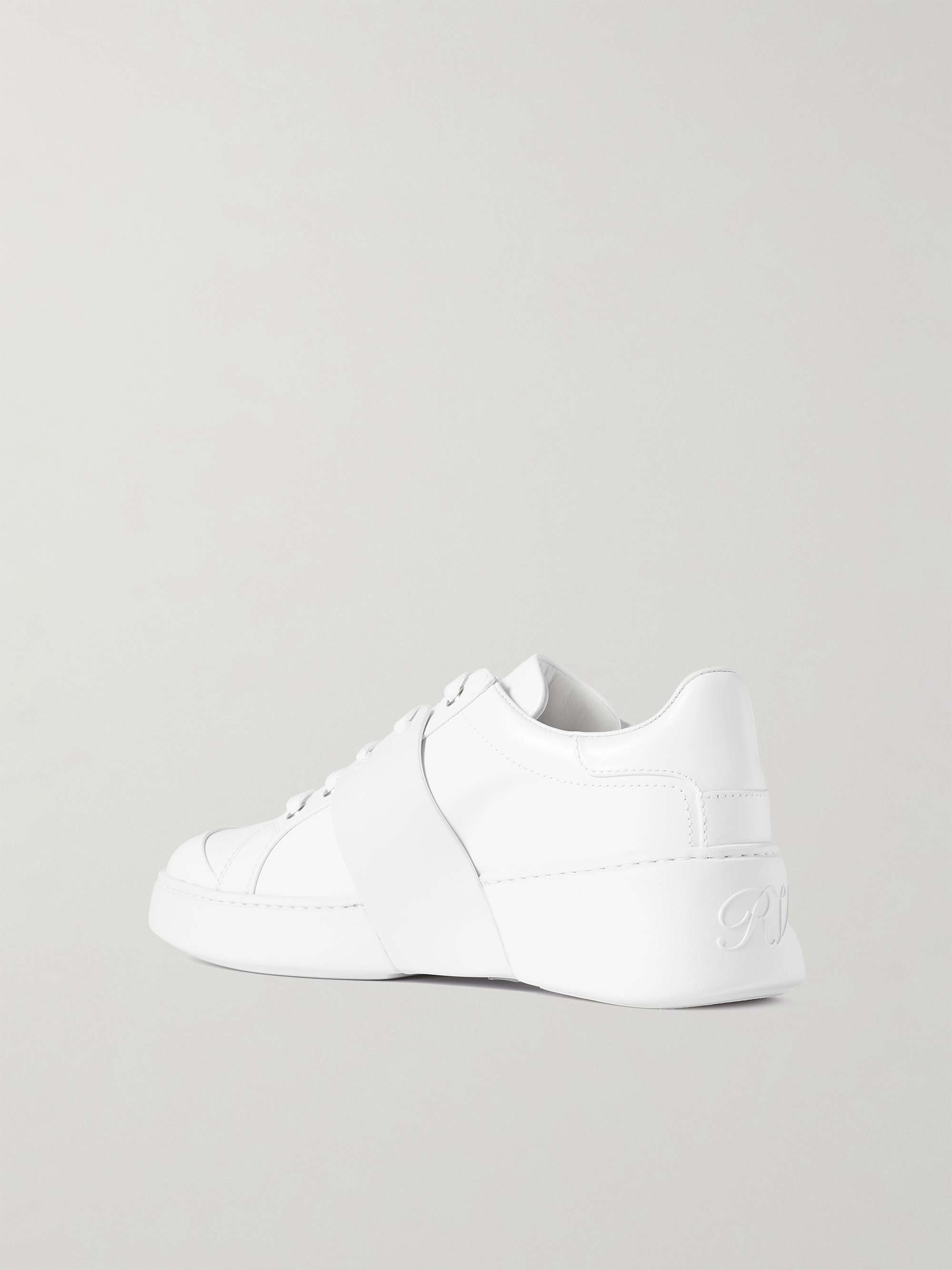 ROGER VIVIER Viv Skate crystal-embellished rubber-trimmed leather sneakers