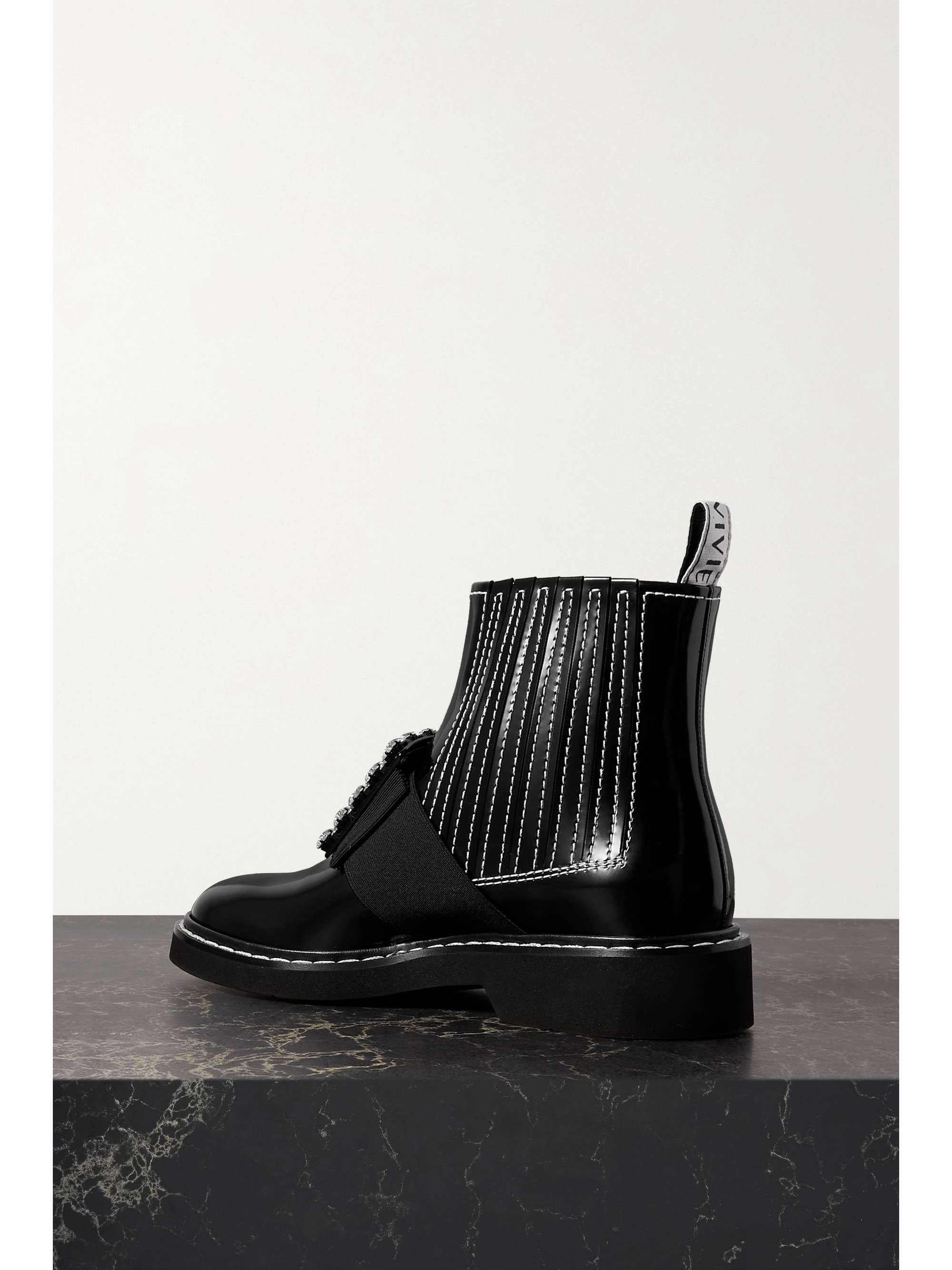 ROGER VIVIER Viv Ranger crystal-embellished patent-leather Chelsea boots