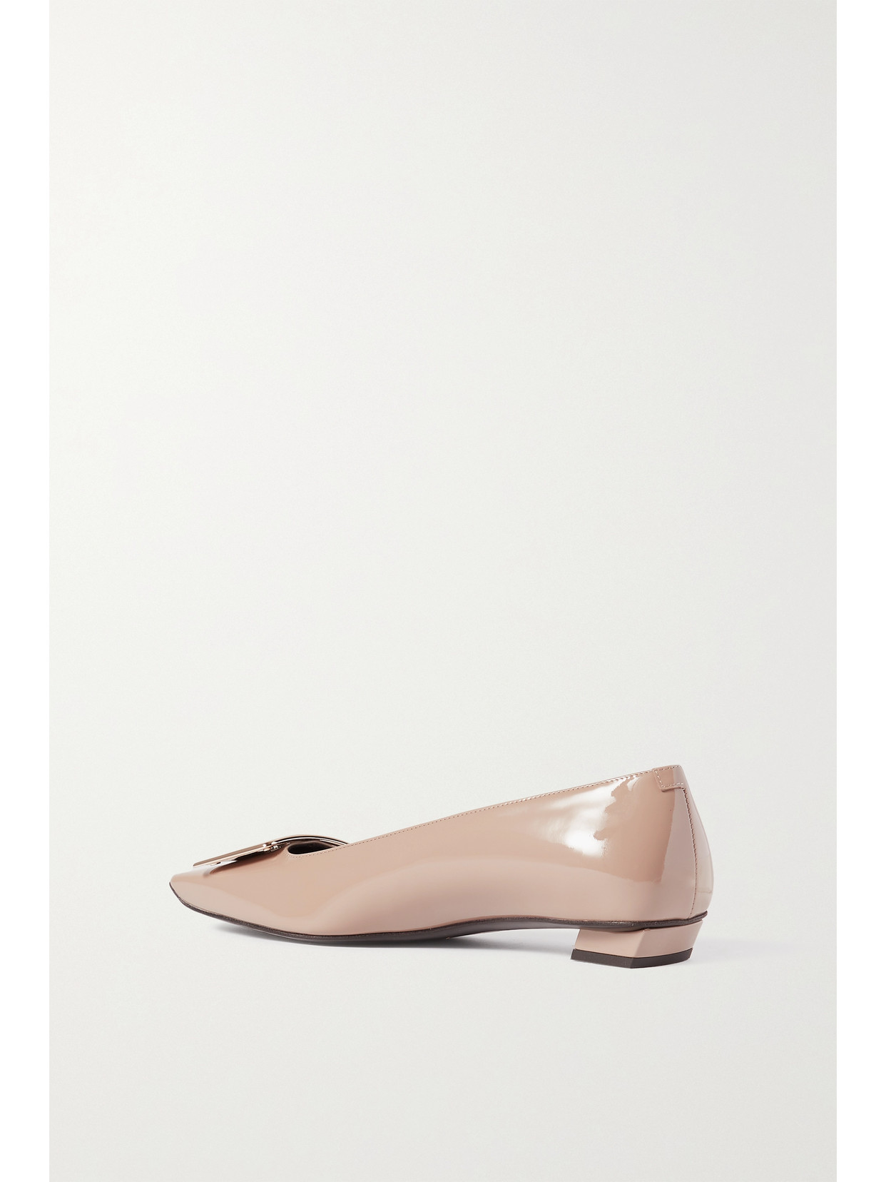 Shop Roger Vivier Belle Vivier Patent-leather Ballet Flats In Taupe