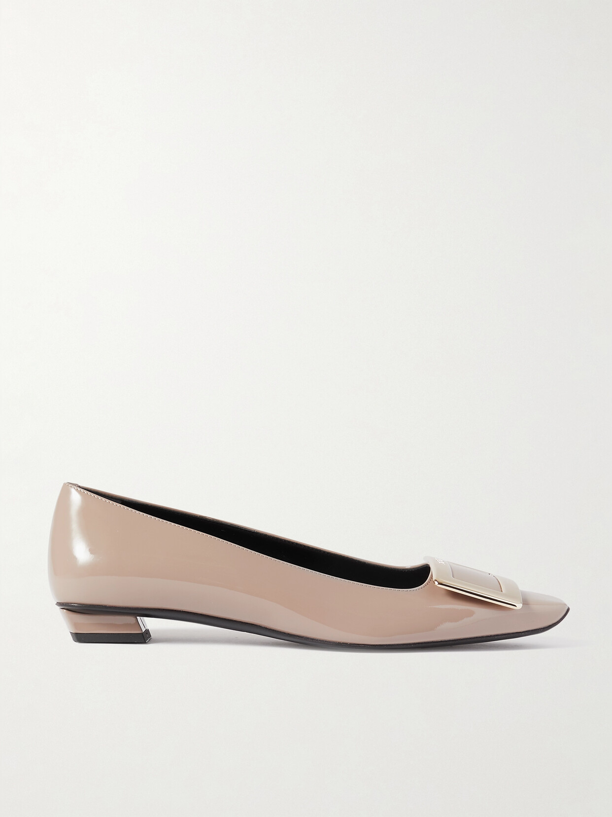 Roger Vivier Belle Vivier Patent-leather Ballet Flats In Taupe