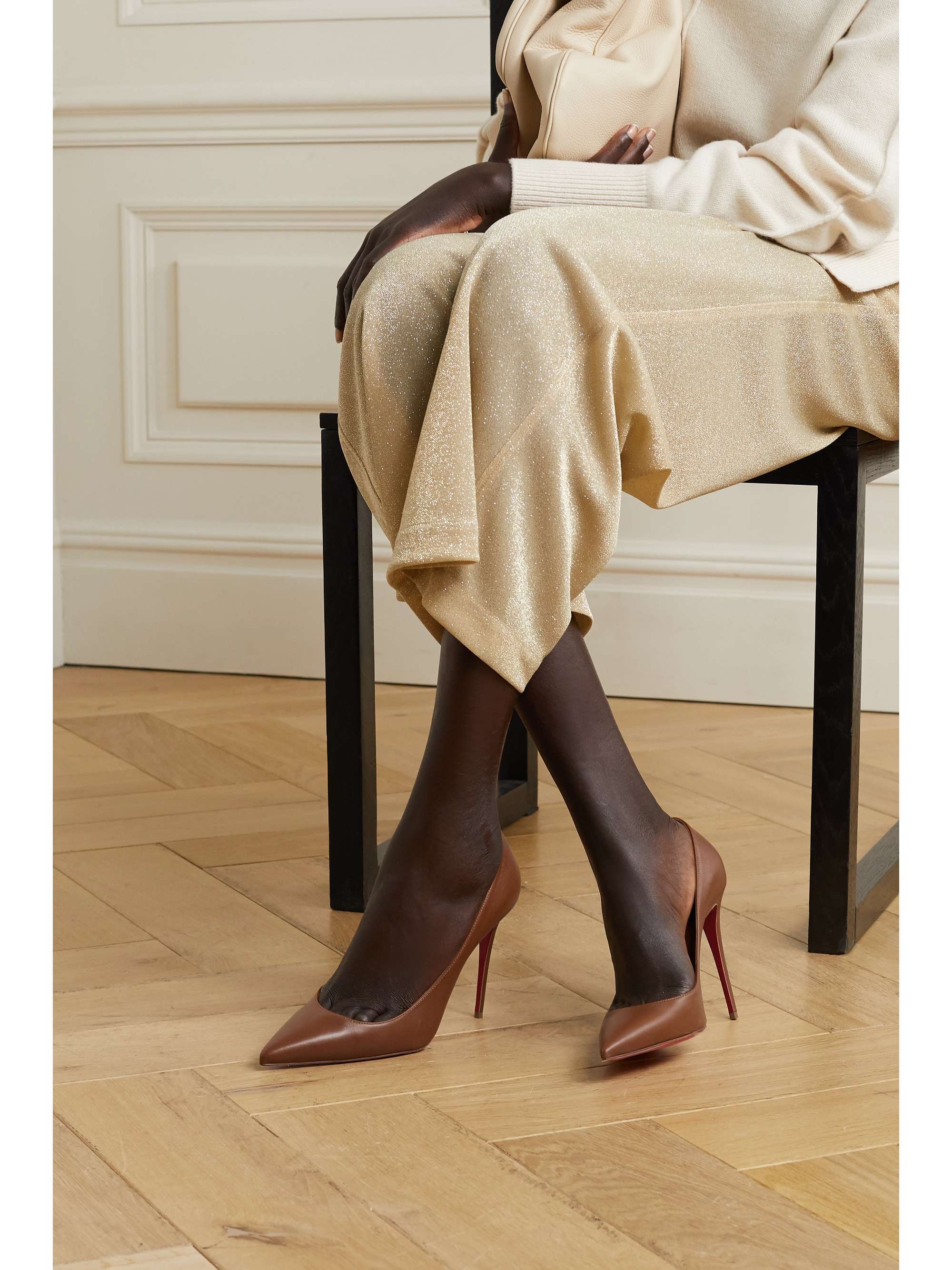 tan leather stilettos