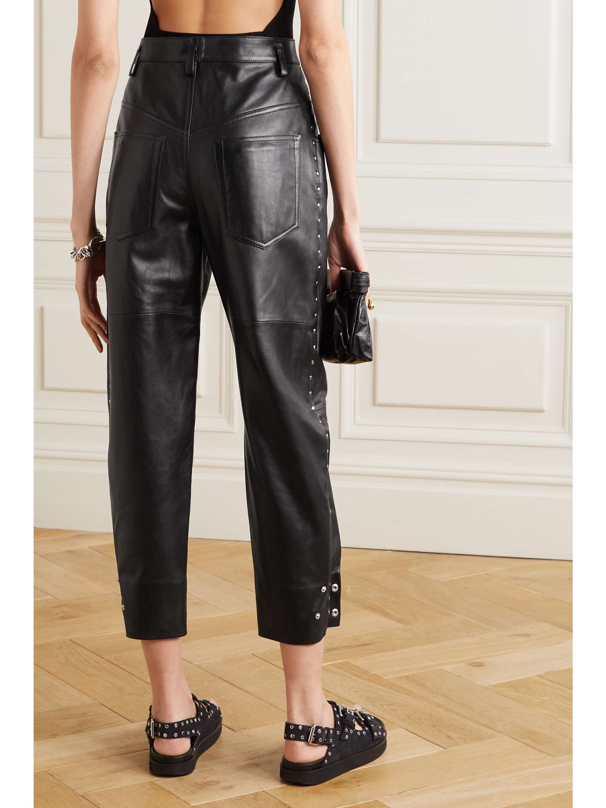 ISABEL MARANT Studded leather tapered pants