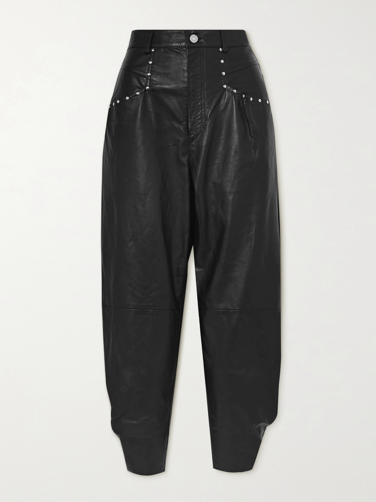 Isabel Marant Studded Leather Tapered Pants - Black