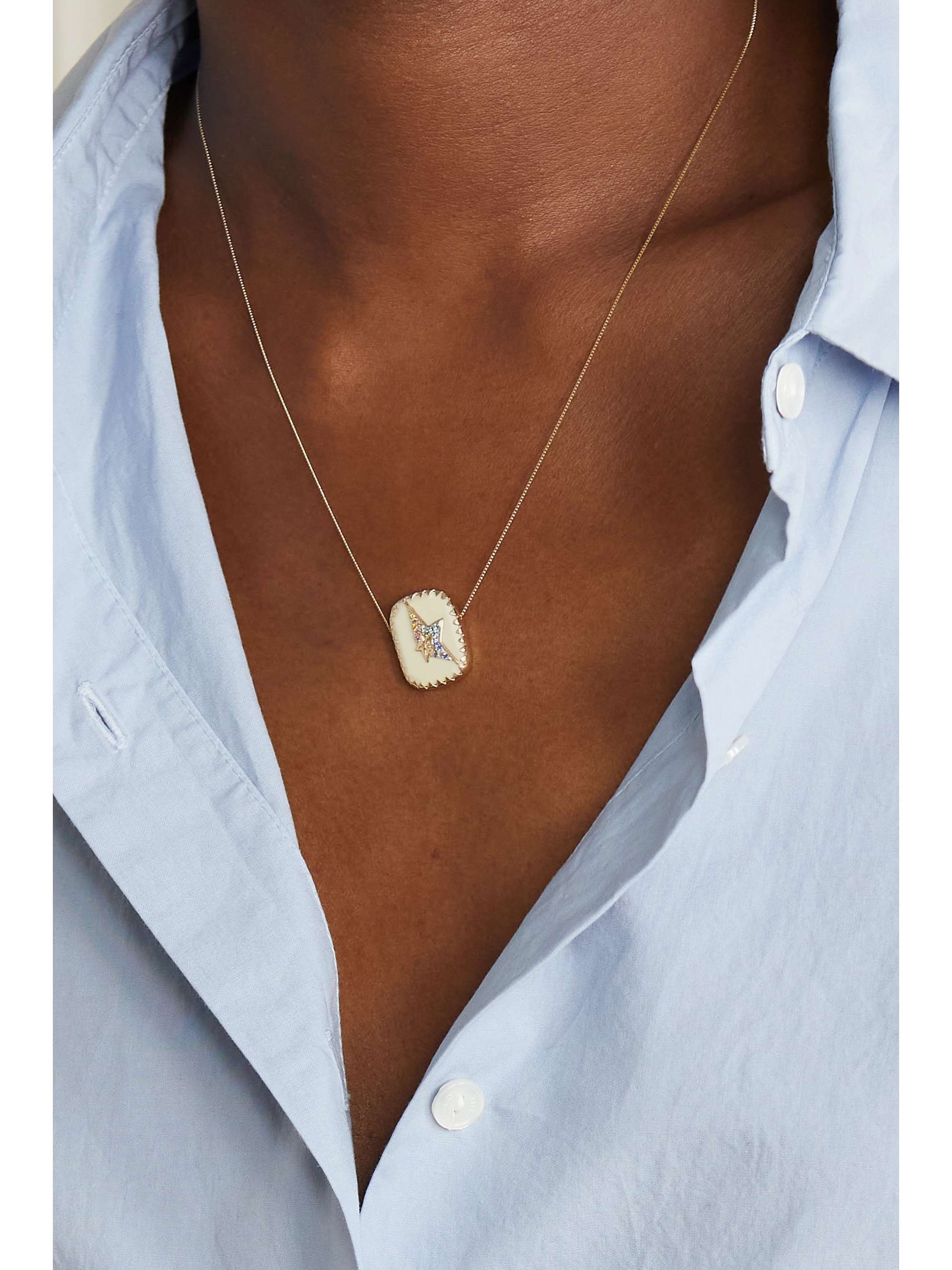 PASCALE MONVOISIN Varda N°1 9-karat gold, sterling silver, bakelite and Nanogem necklace