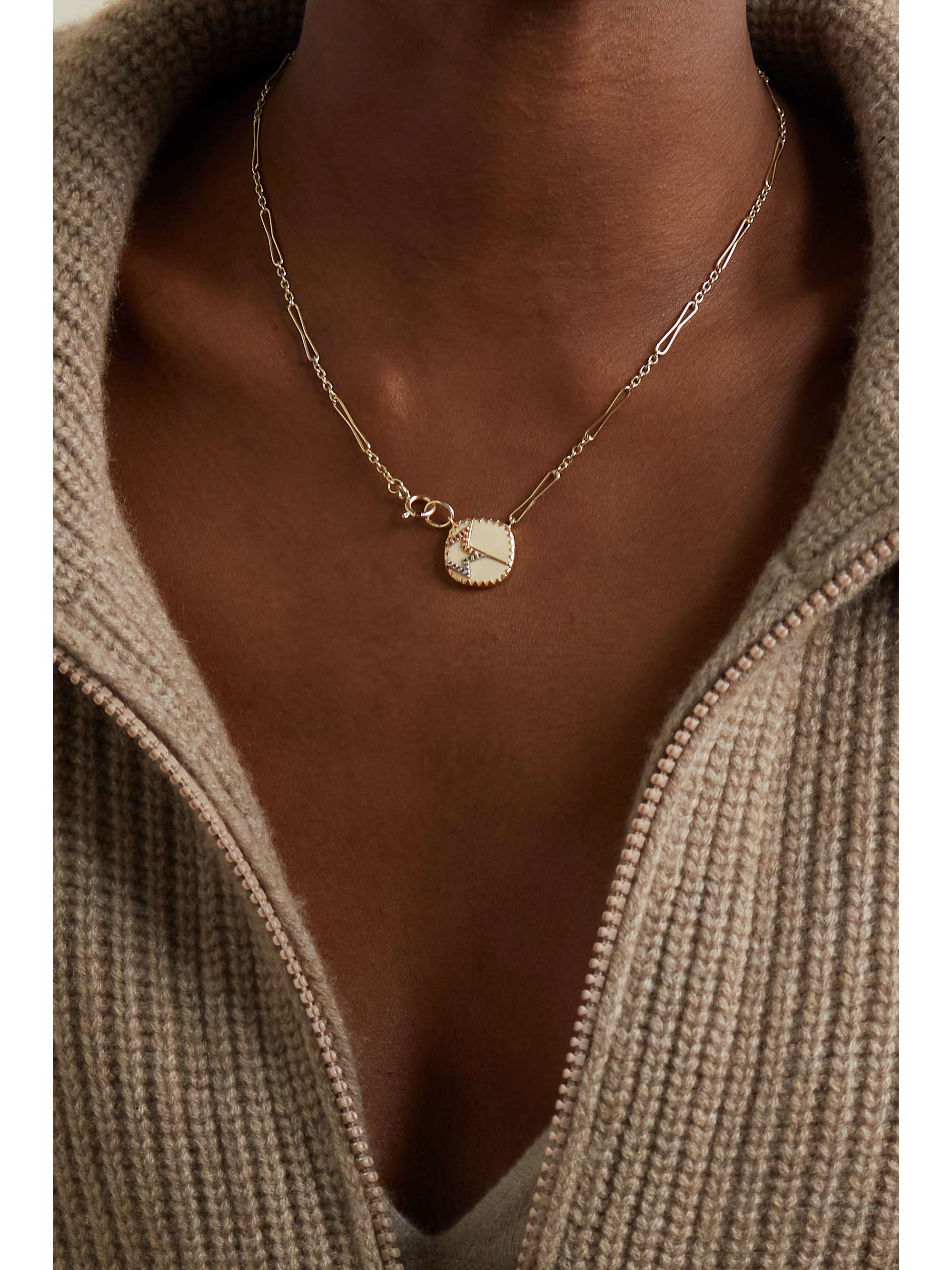 PASCALE MONVOISIN Varda N°2 9-karat gold, sterling silver, bakelite and Nanogem necklace