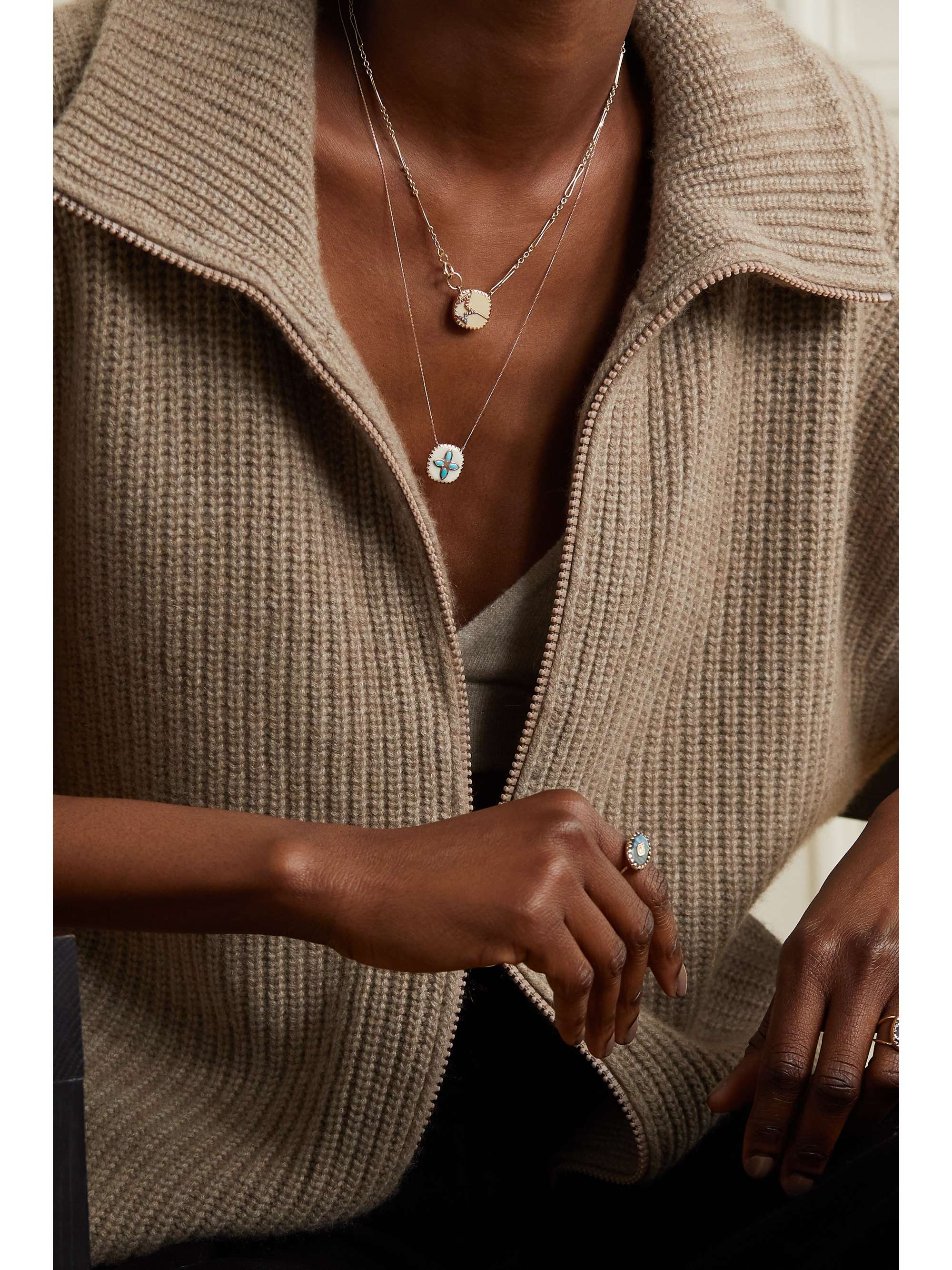 PASCALE MONVOISIN Varda N°2 9-karat gold, sterling silver, bakelite and Nanogem necklace