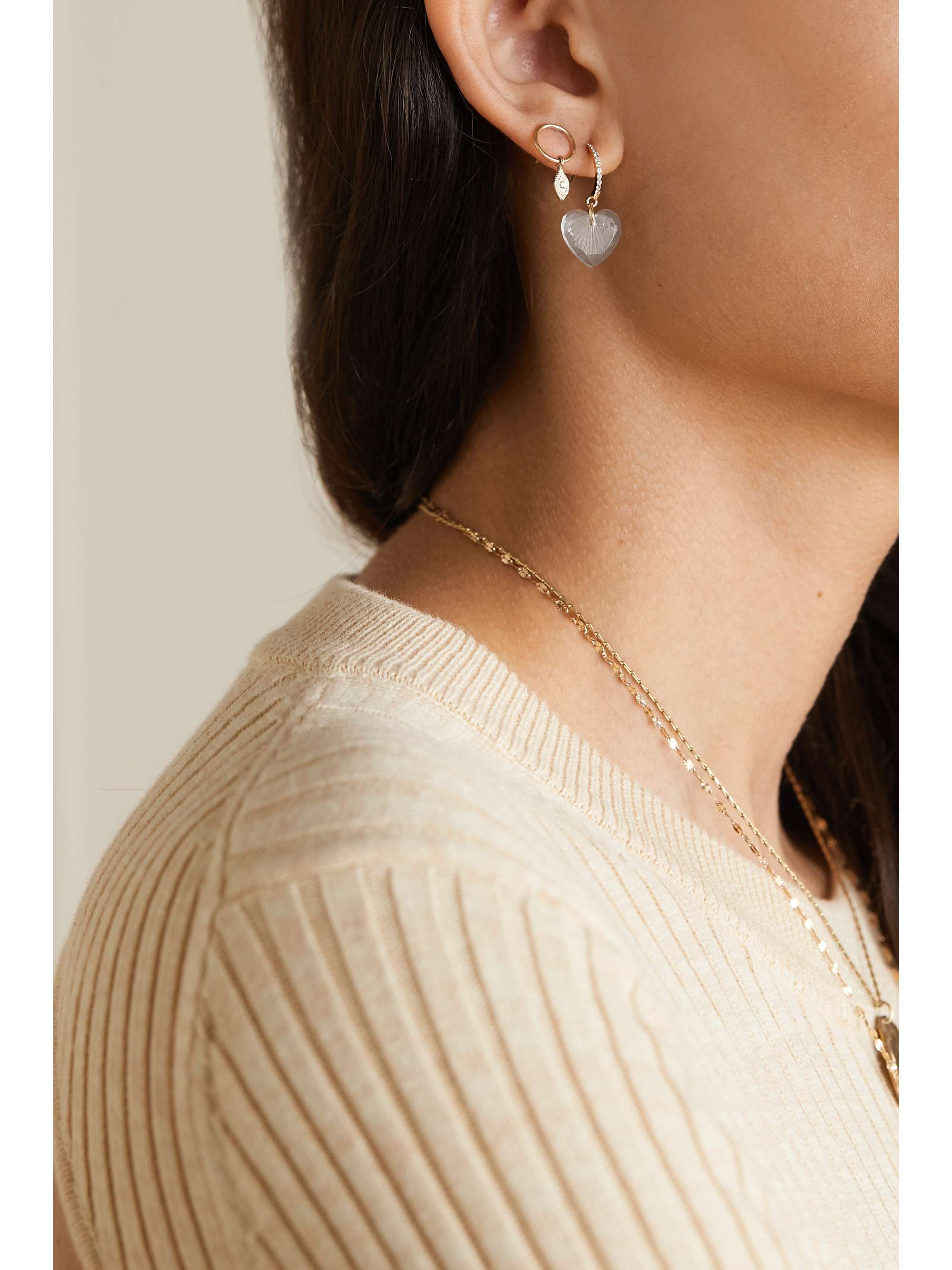 PASCALE MONVOISIN Gabin N°1 9-karat gold, crystal and diamond earring