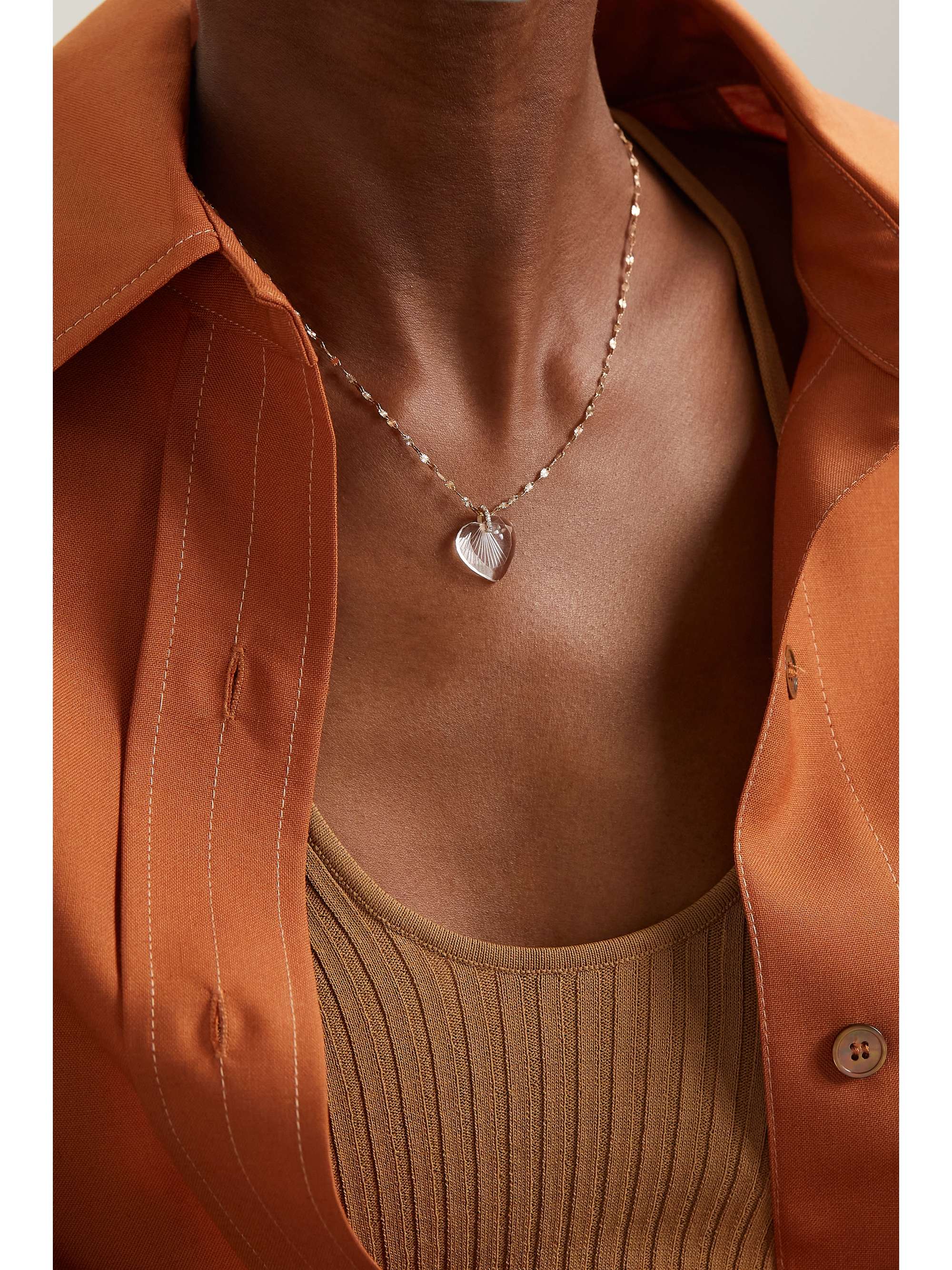 PASCALE MONVOISIN Gabin N°3 14 and 9-karat gold, crystal and diamond necklace