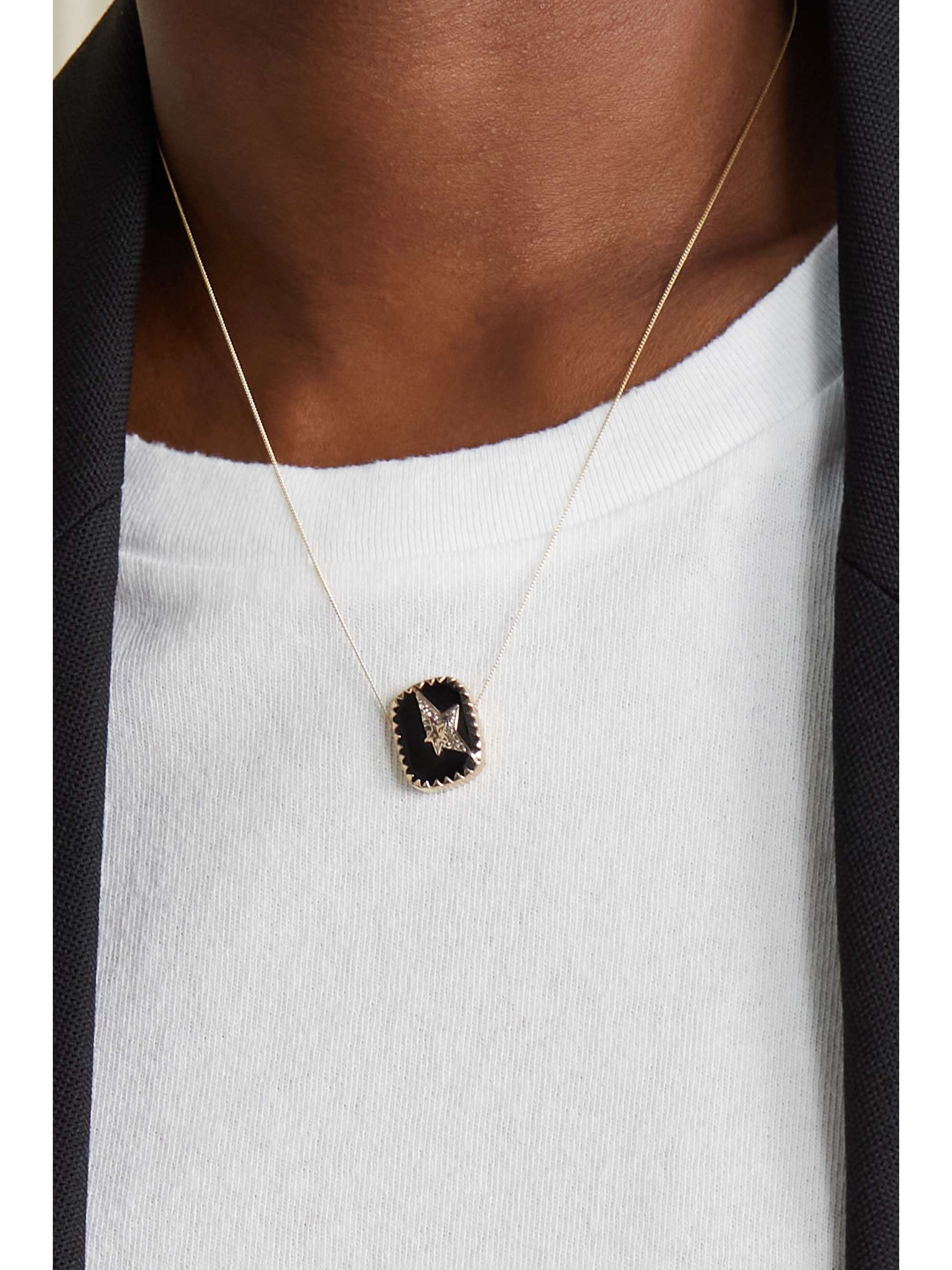 PASCALE MONVOISIN Varda N°1 Kette aus 9 und 14 Karat Gold mit Sterlingsilber, Bakelit® und Diamanten