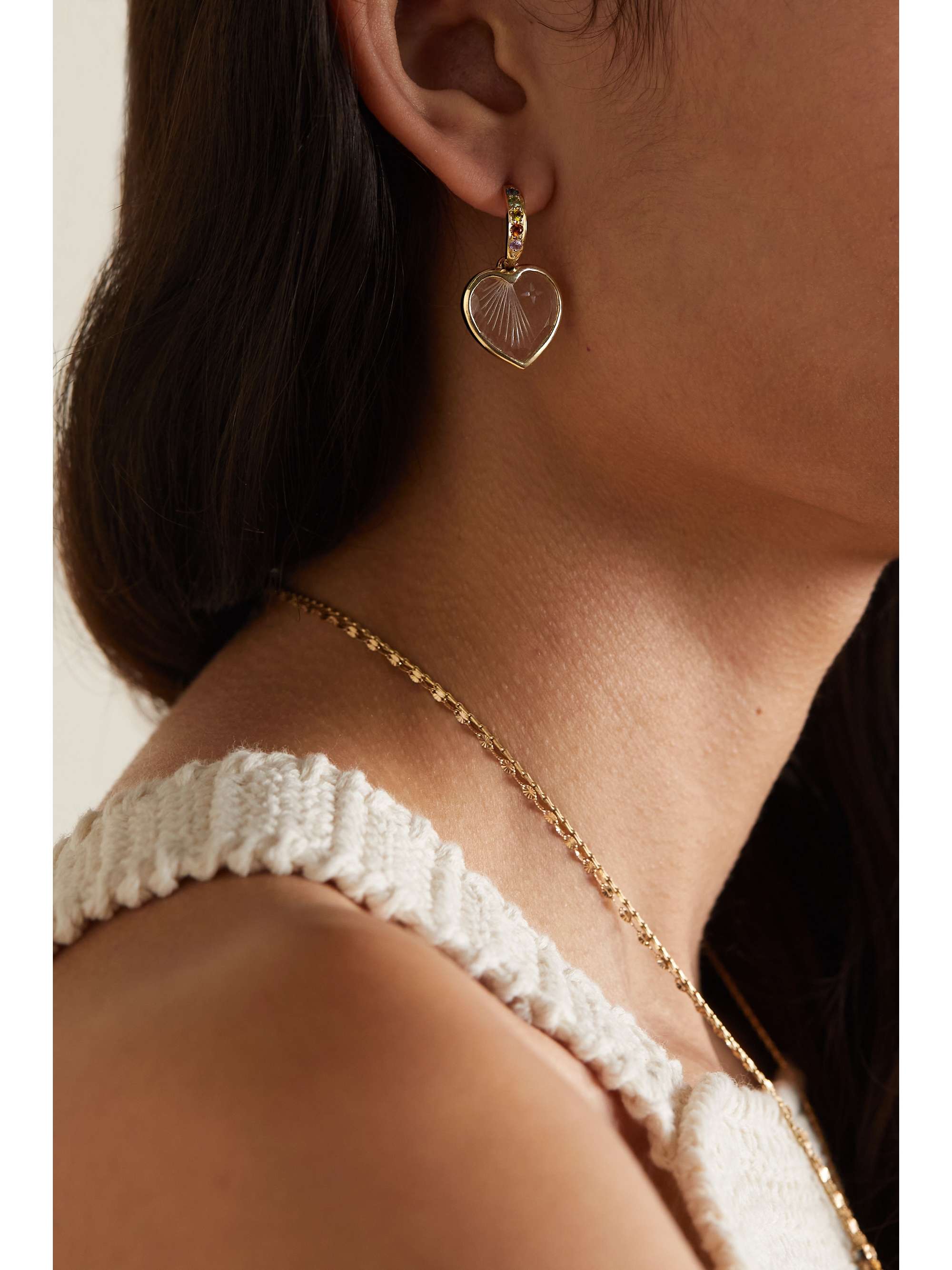 PASCALE MONVOISIN Boucle d'oreille unique en or 9 carats (375/1000), cristal et saphirs Gabin N°2
