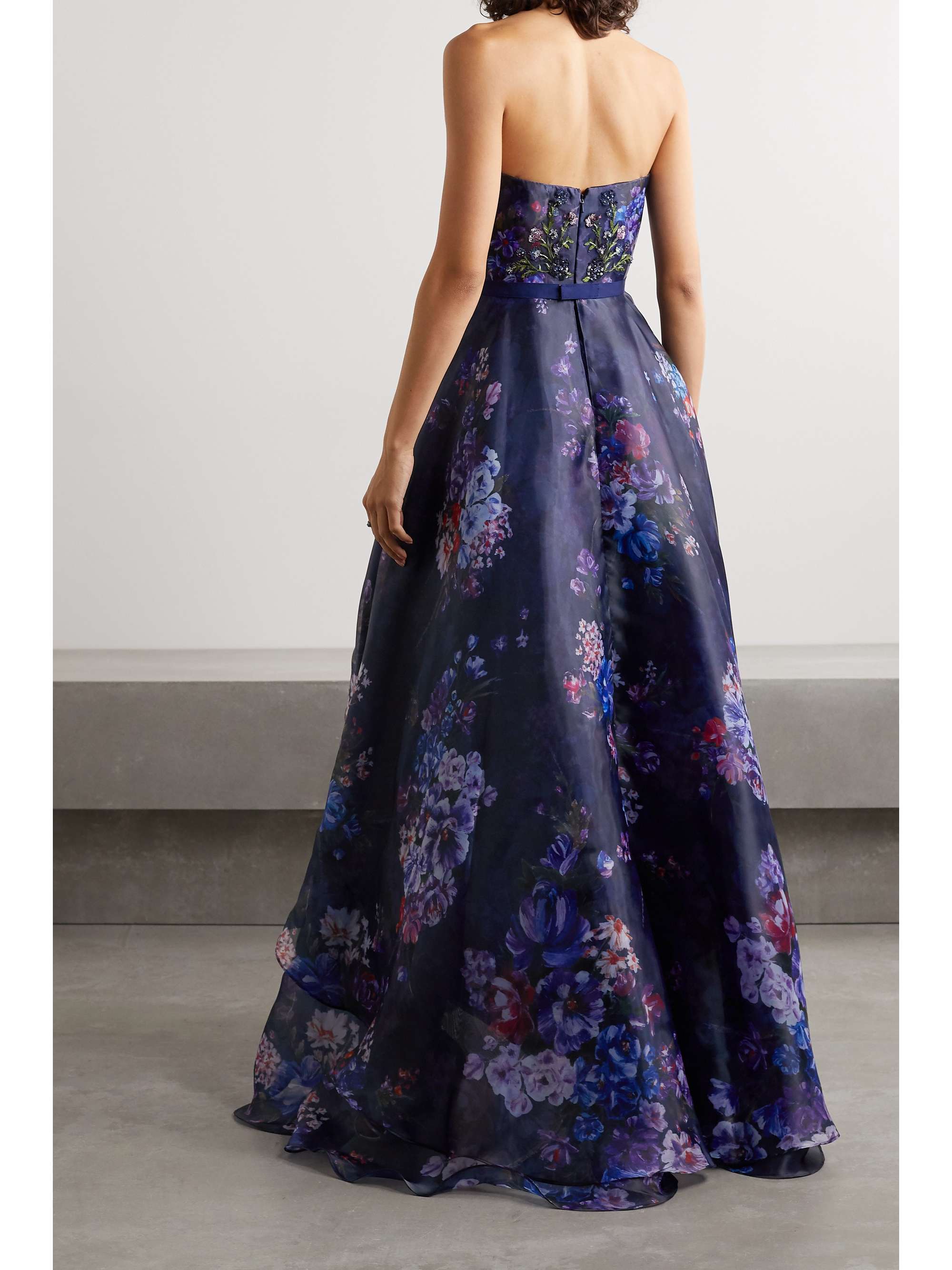 marchesa notte embroidered floral dress