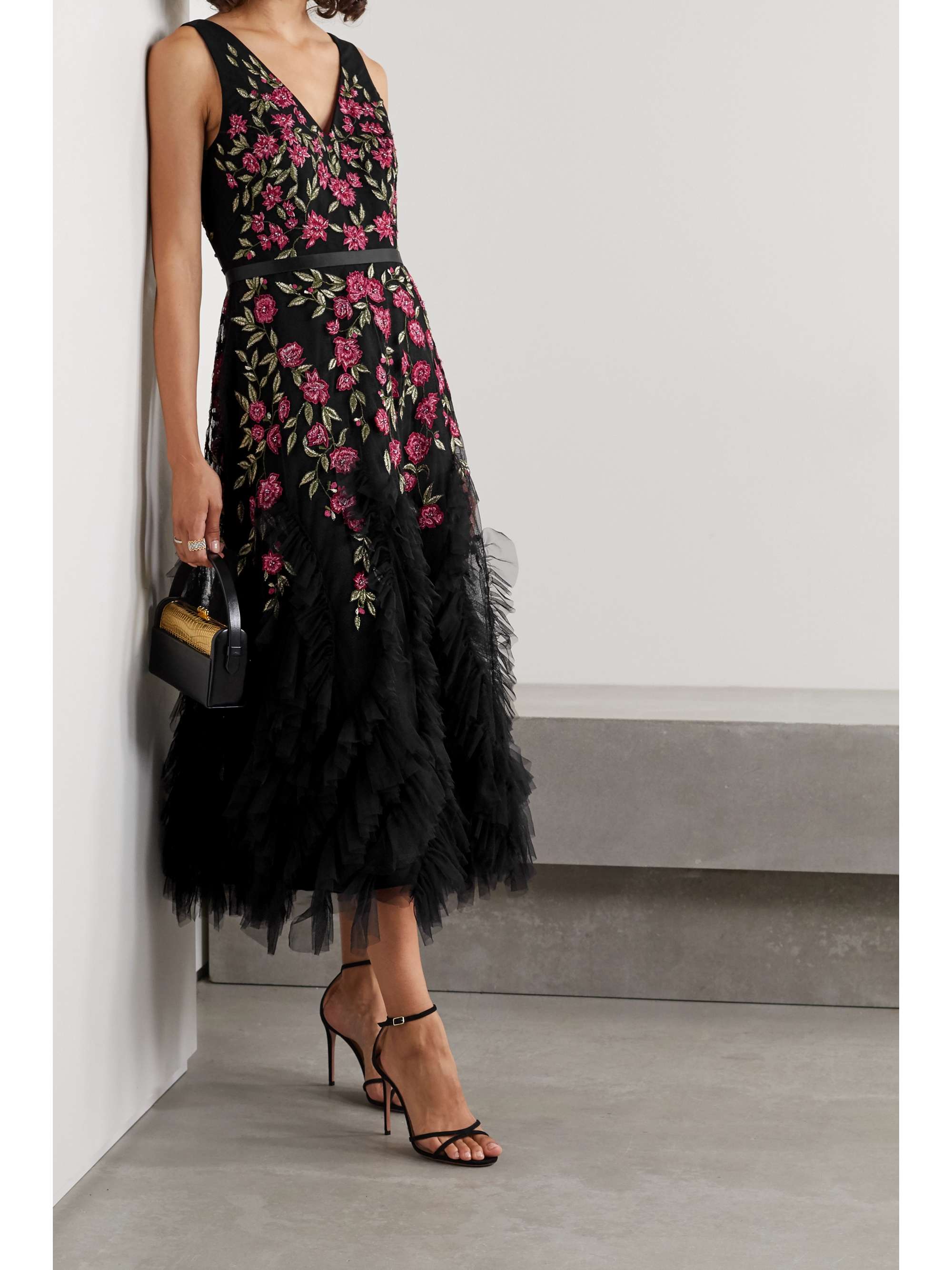 marchesa embroidered dress
