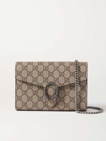 구찌 Gucci Dionysus printed coated-canvas shoulder bag,Beige