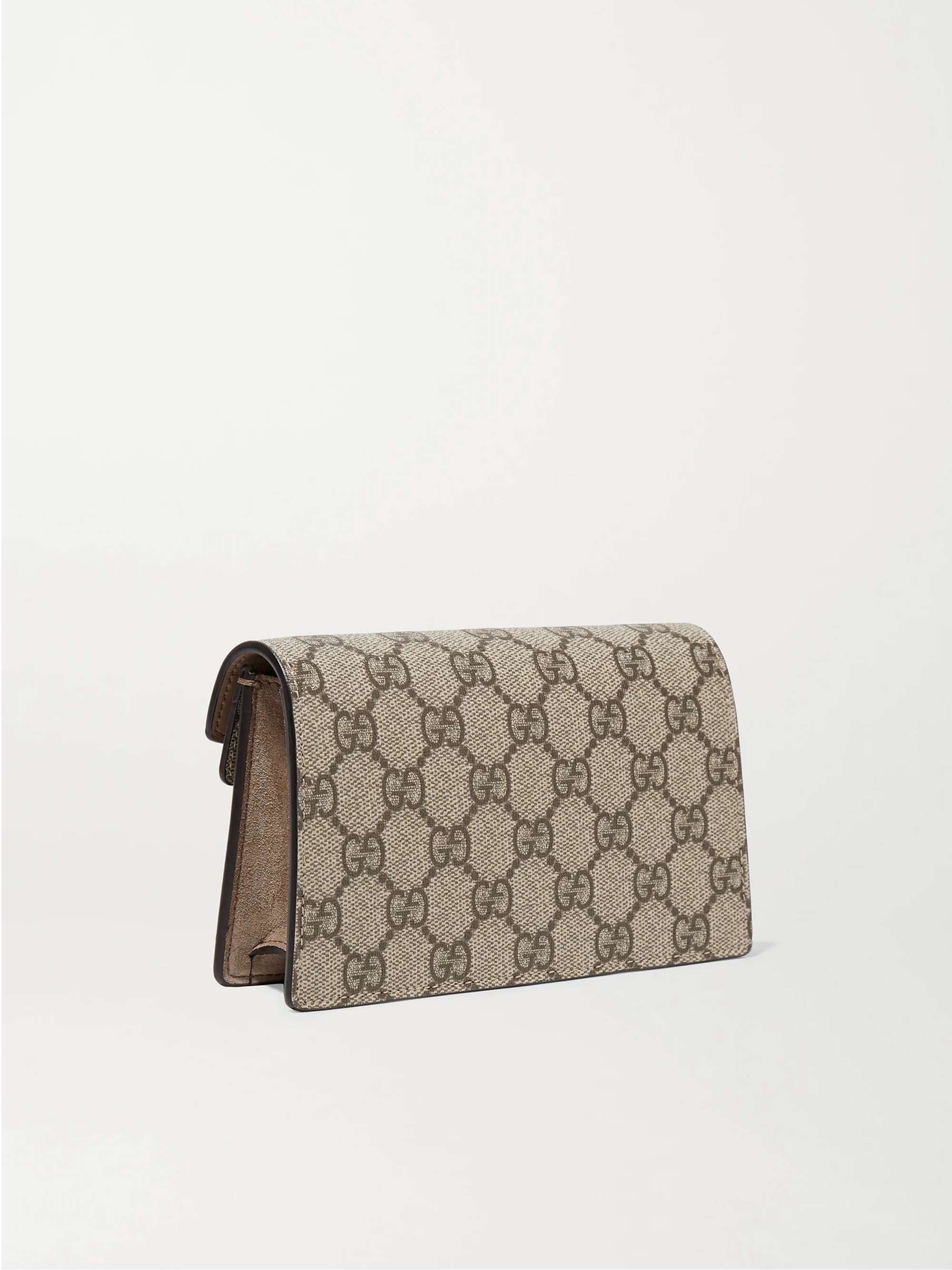 GUCCI Dionysus super mini leather-trimmed coated-canvas shoulder bag