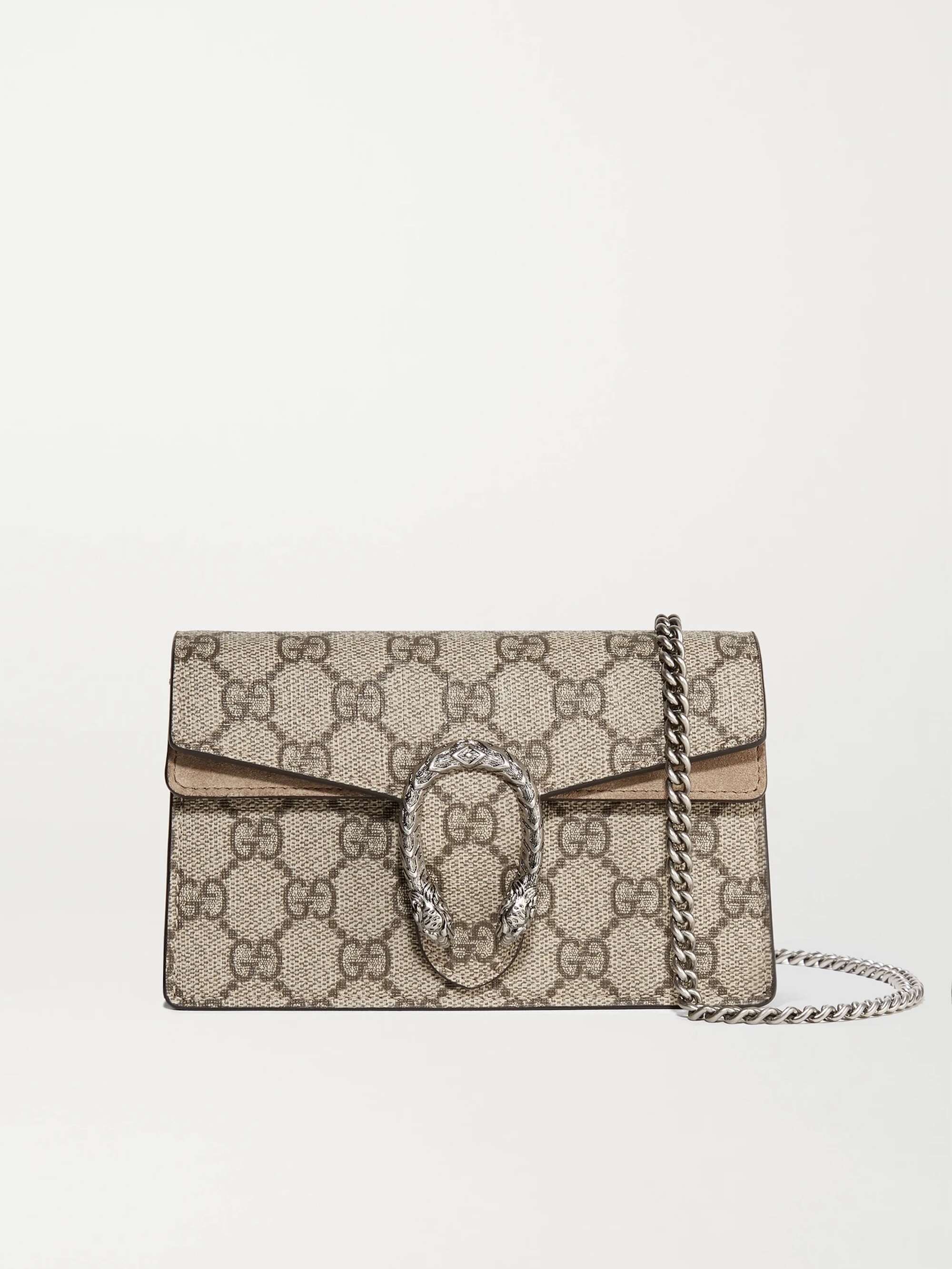 GUCCI Dionysus super mini printed coated-canvas and suede shoulder bag