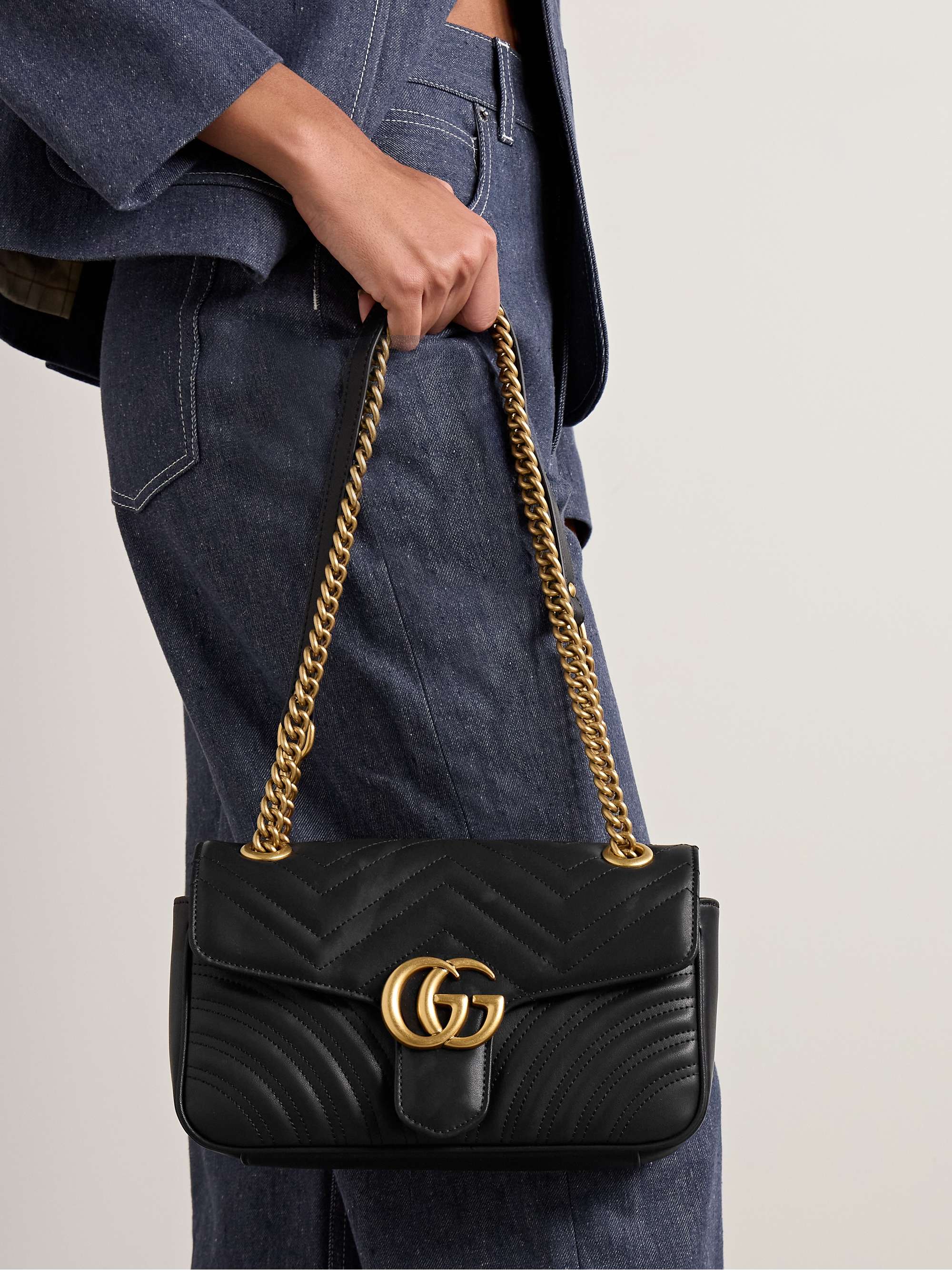 Gucci GG Canvas Small Marmont Matelassé Crossbody Bag 