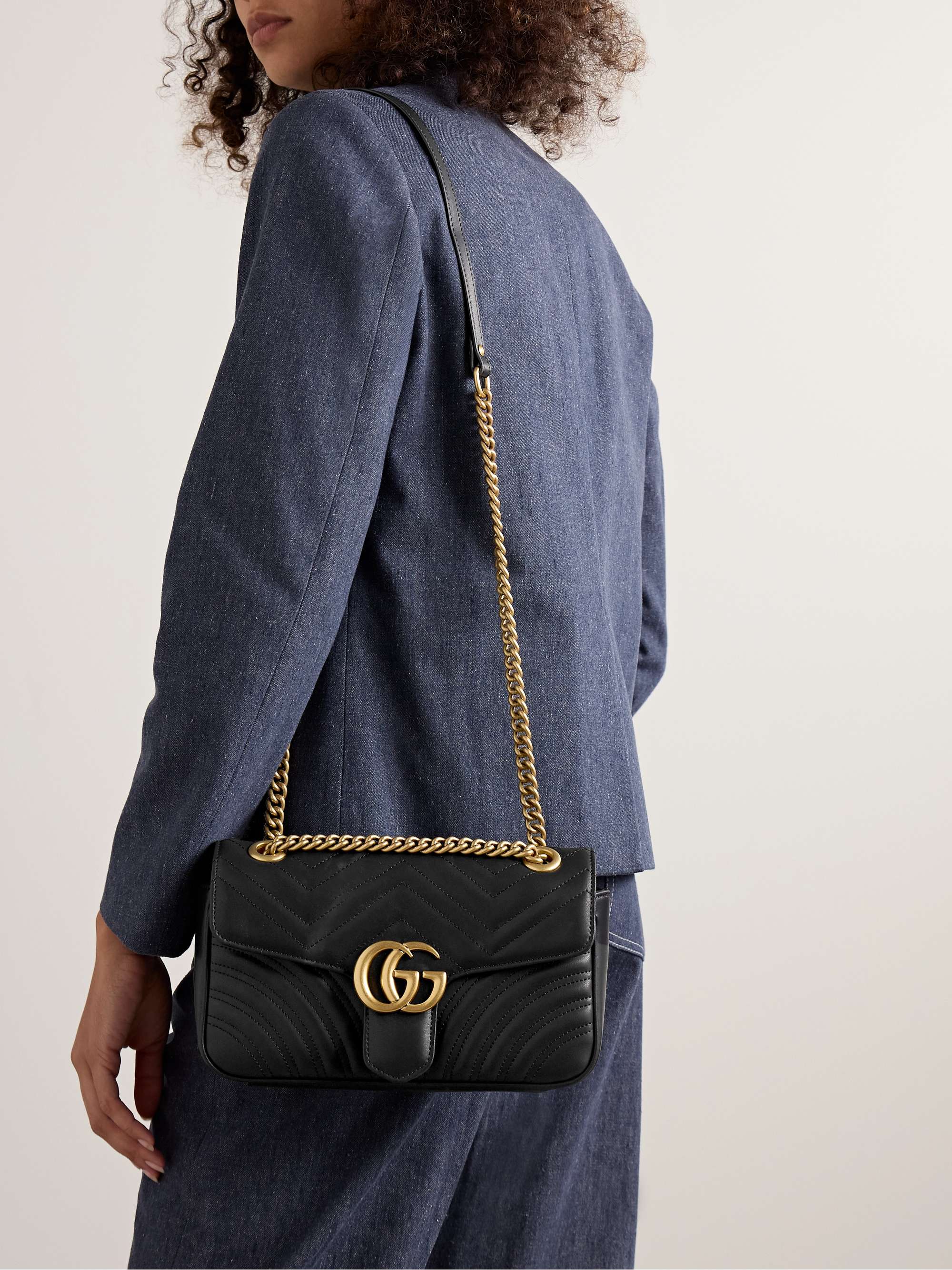 Black GG Marmont 2.0 small quilted leather shoulder bag | GUCCI NET-A-PORTER