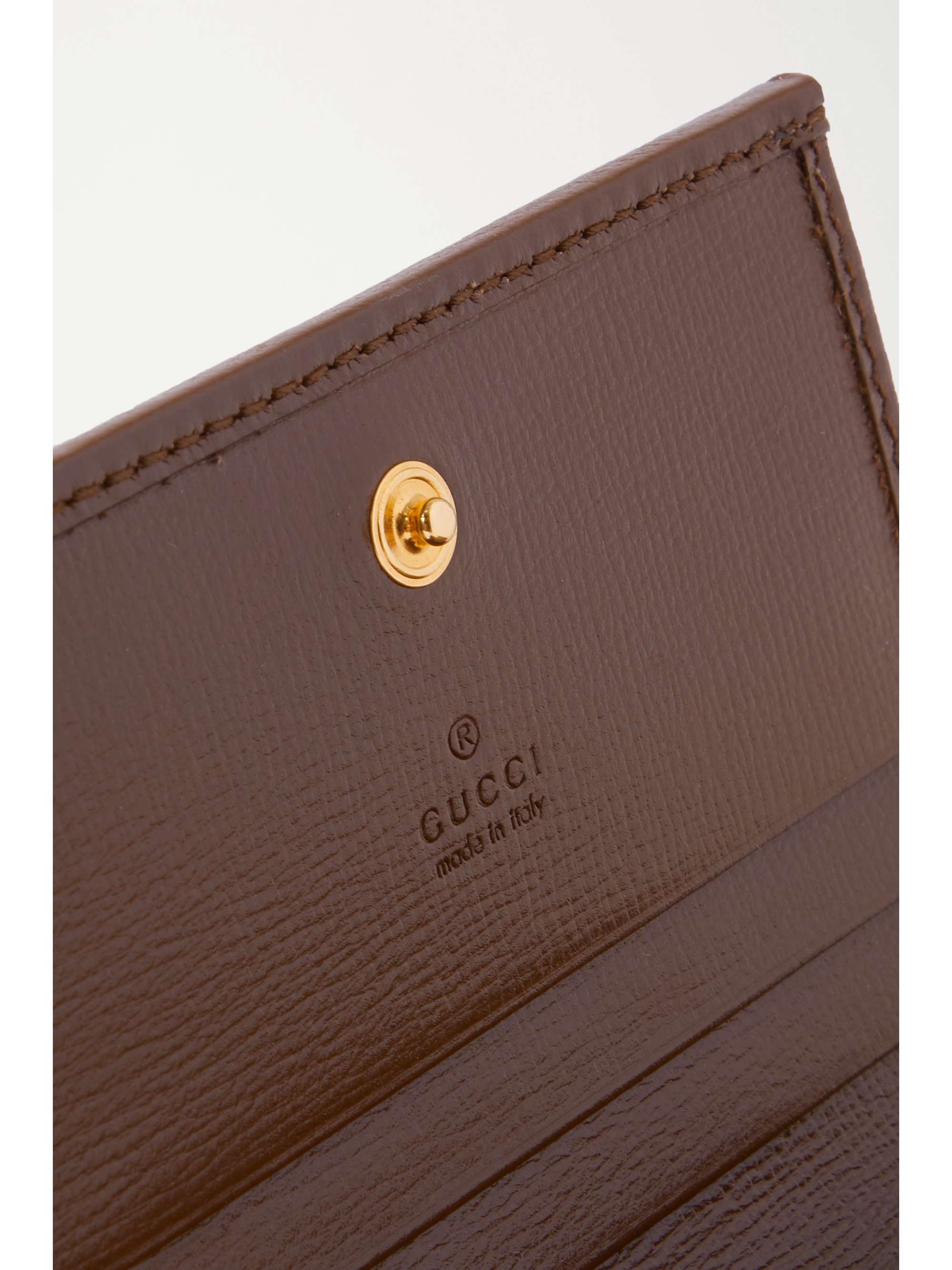 GUCCI Horsebit 1955 leather-trimmed printed coated-canvas wallet
