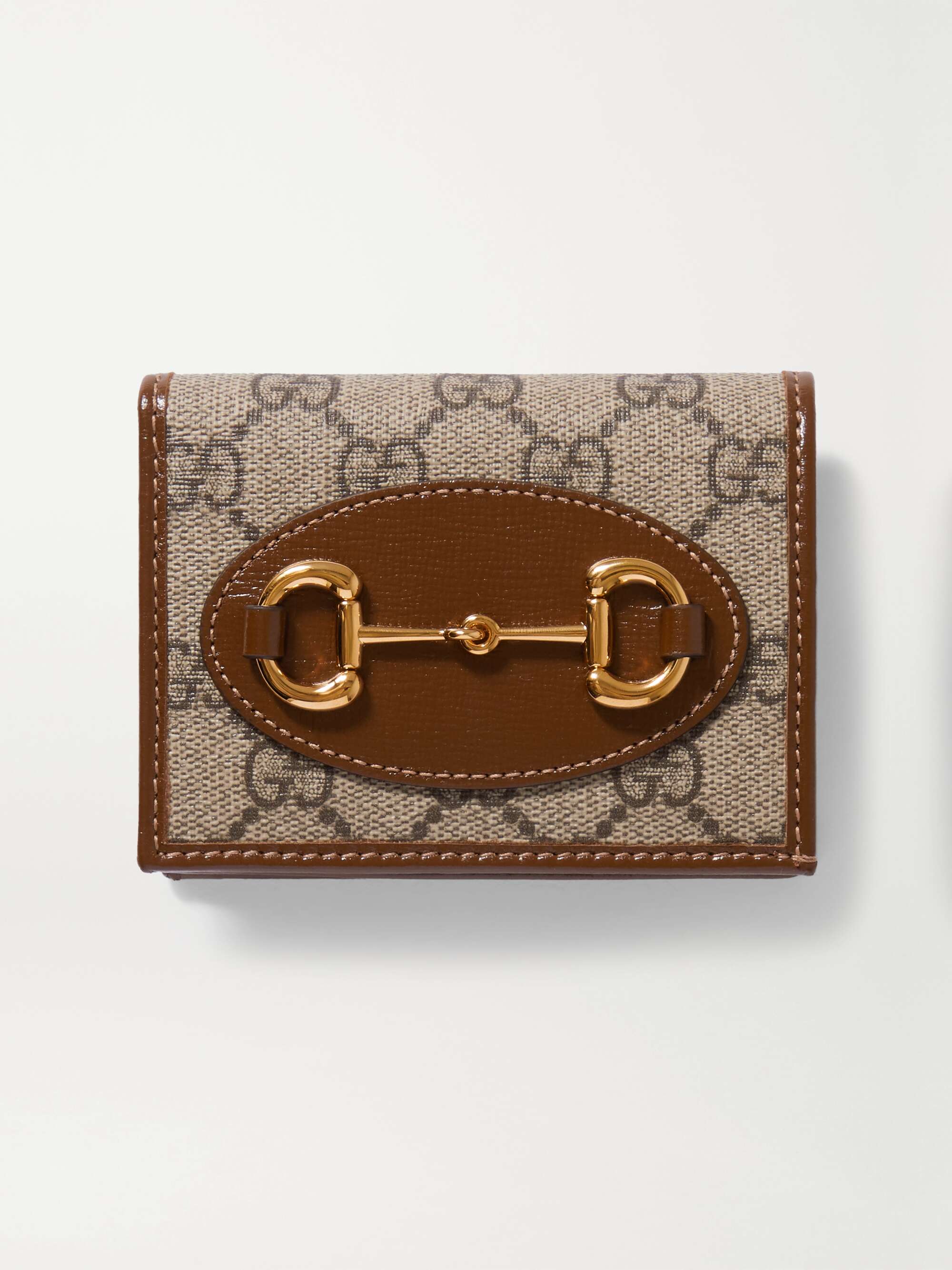 GUCCI Horsebit 1955 leather-trimmed printed coated-canvas wallet