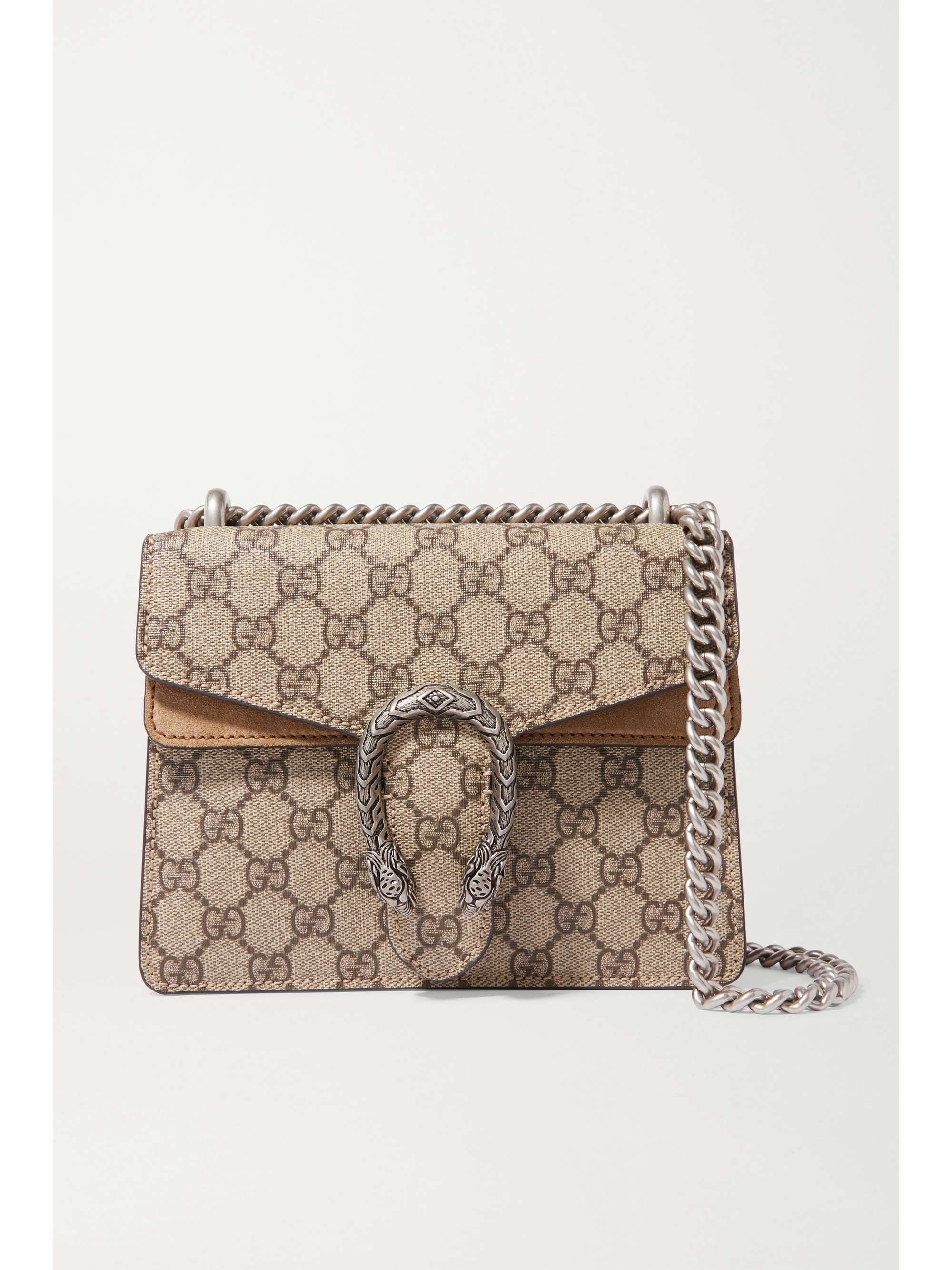 GUCCI Dionysus mini printed coated-canvas and suede shoulder bag