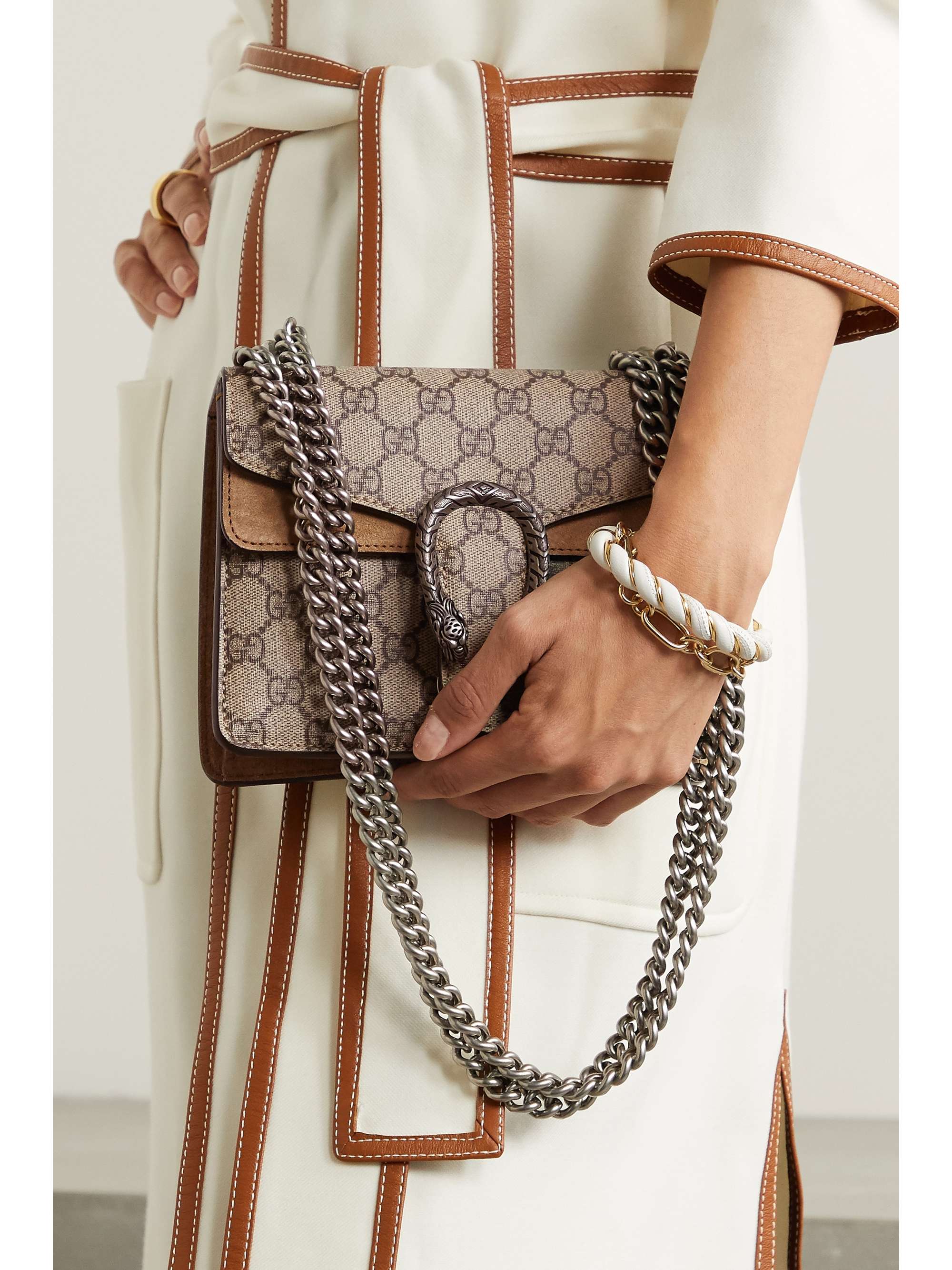 Beige coated-canvas and shoulder bag | GUCCI | NET-A-PORTER