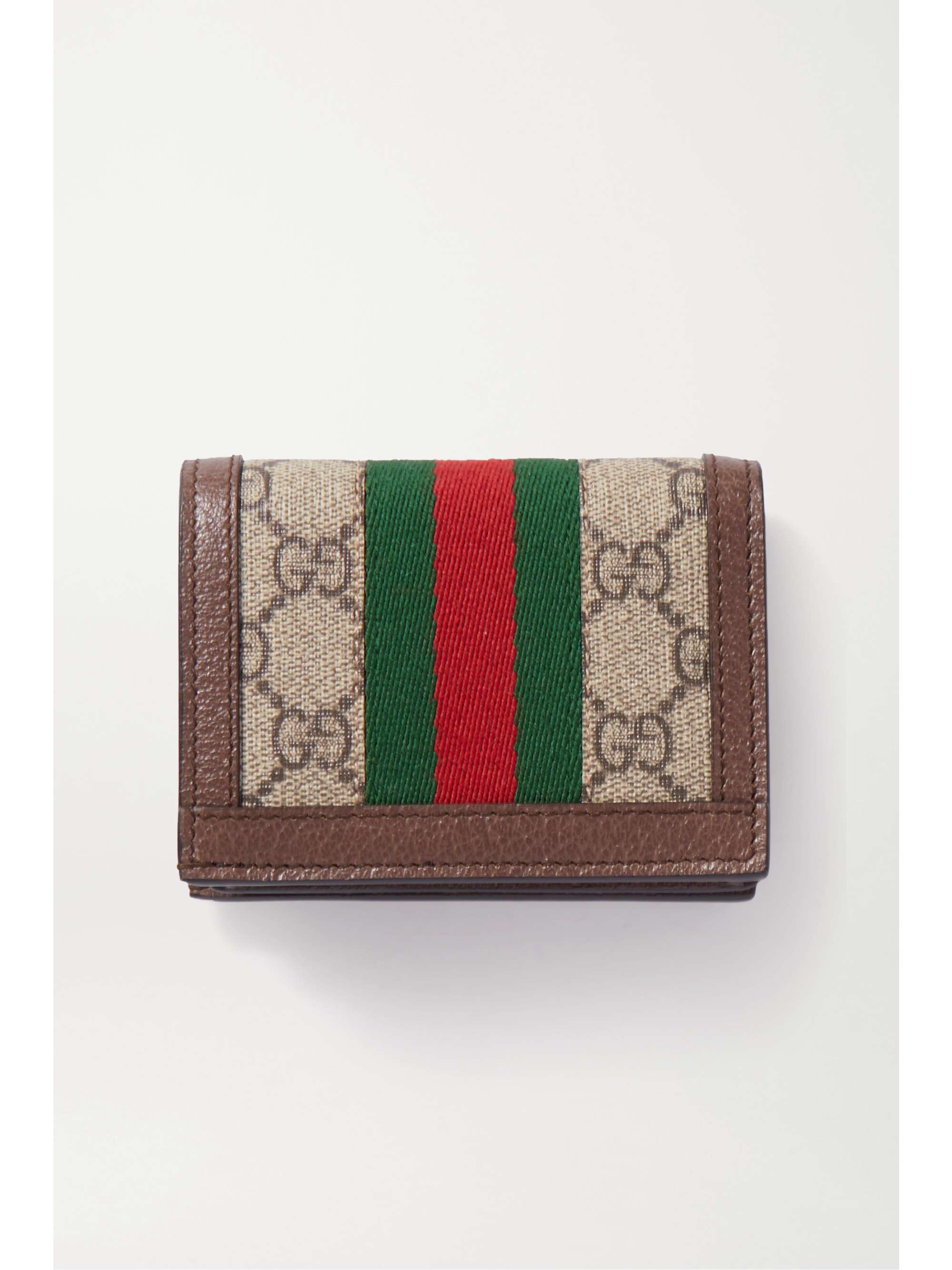 GUCCI Ophidia textured leather-trimmed printed coated-canvas wallet