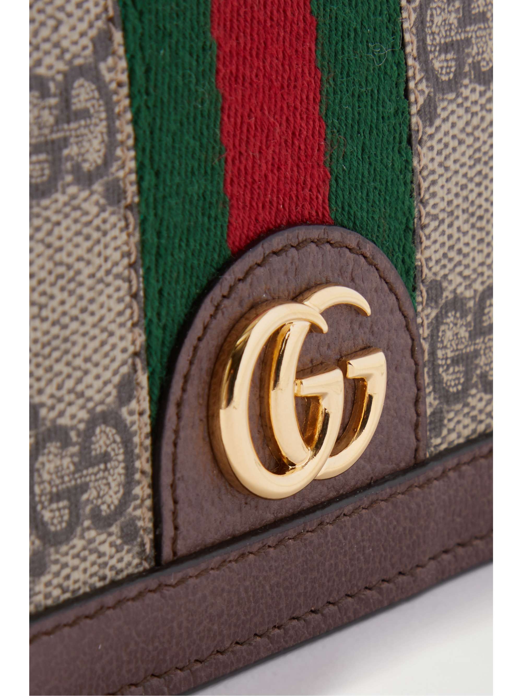 GUCCI Ophidia textured leather-trimmed printed coated-canvas wallet
