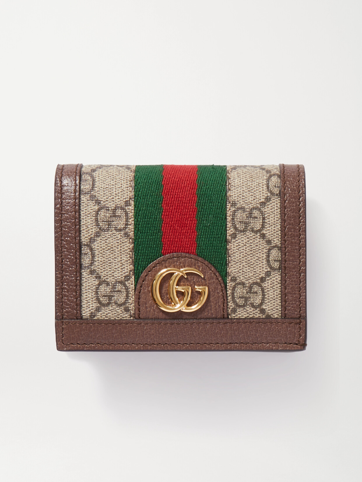 Gucci Brown Wallet With Double G Logo Plaque On The Front In Gg Canvas Woman In Multicolor
