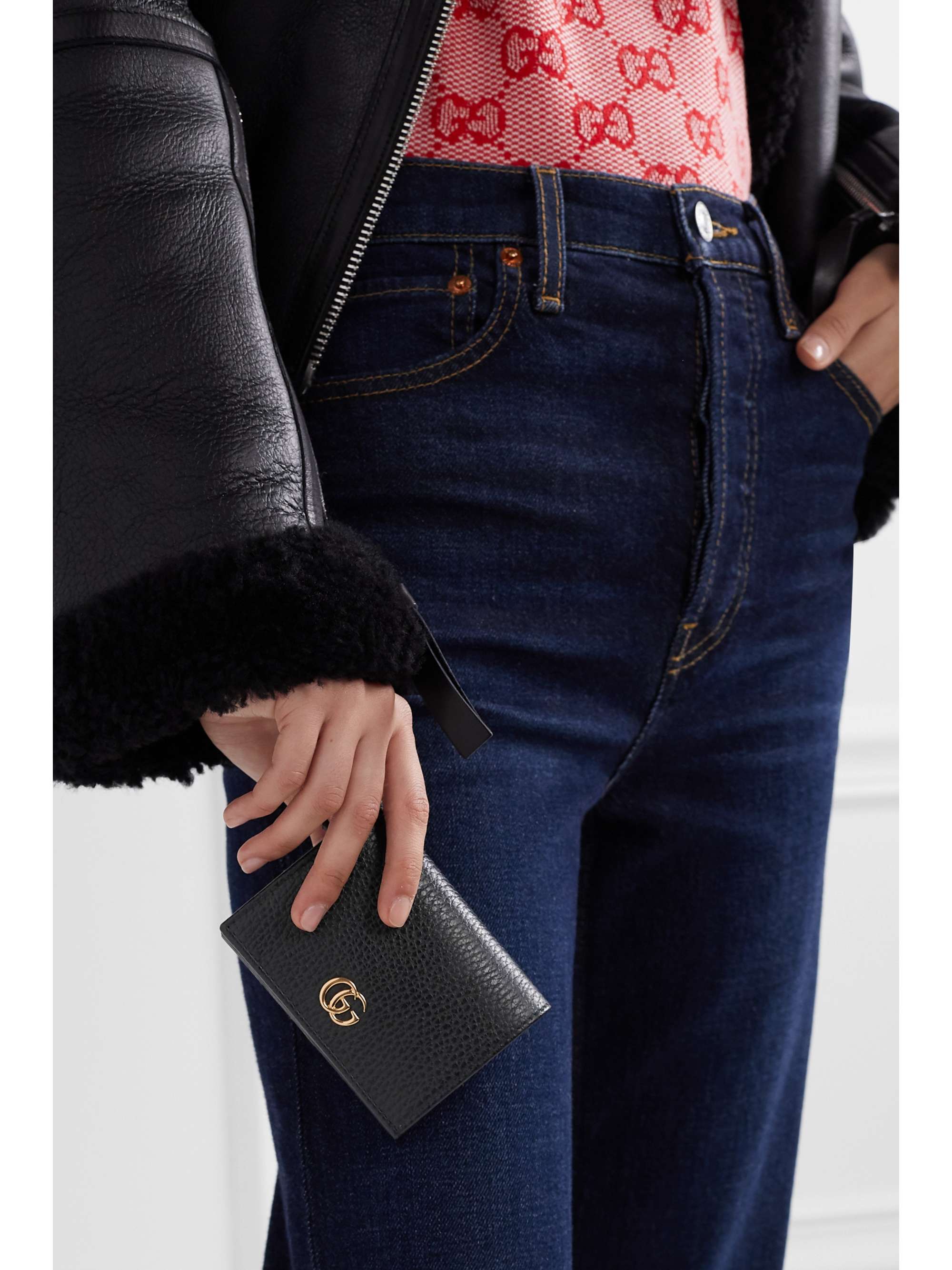 GUCCI Petite Marmont textured-leather wallet