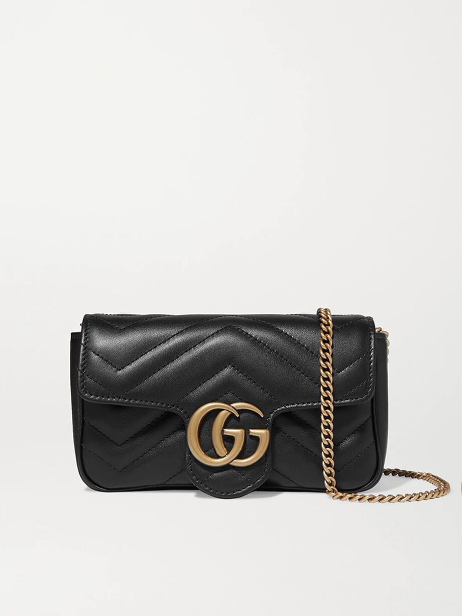 구찌 GG 마몽 숄더백 슈퍼미니, 퀼팅 Gucci GG Marmont super mini quilted leather shoulder bag,Black