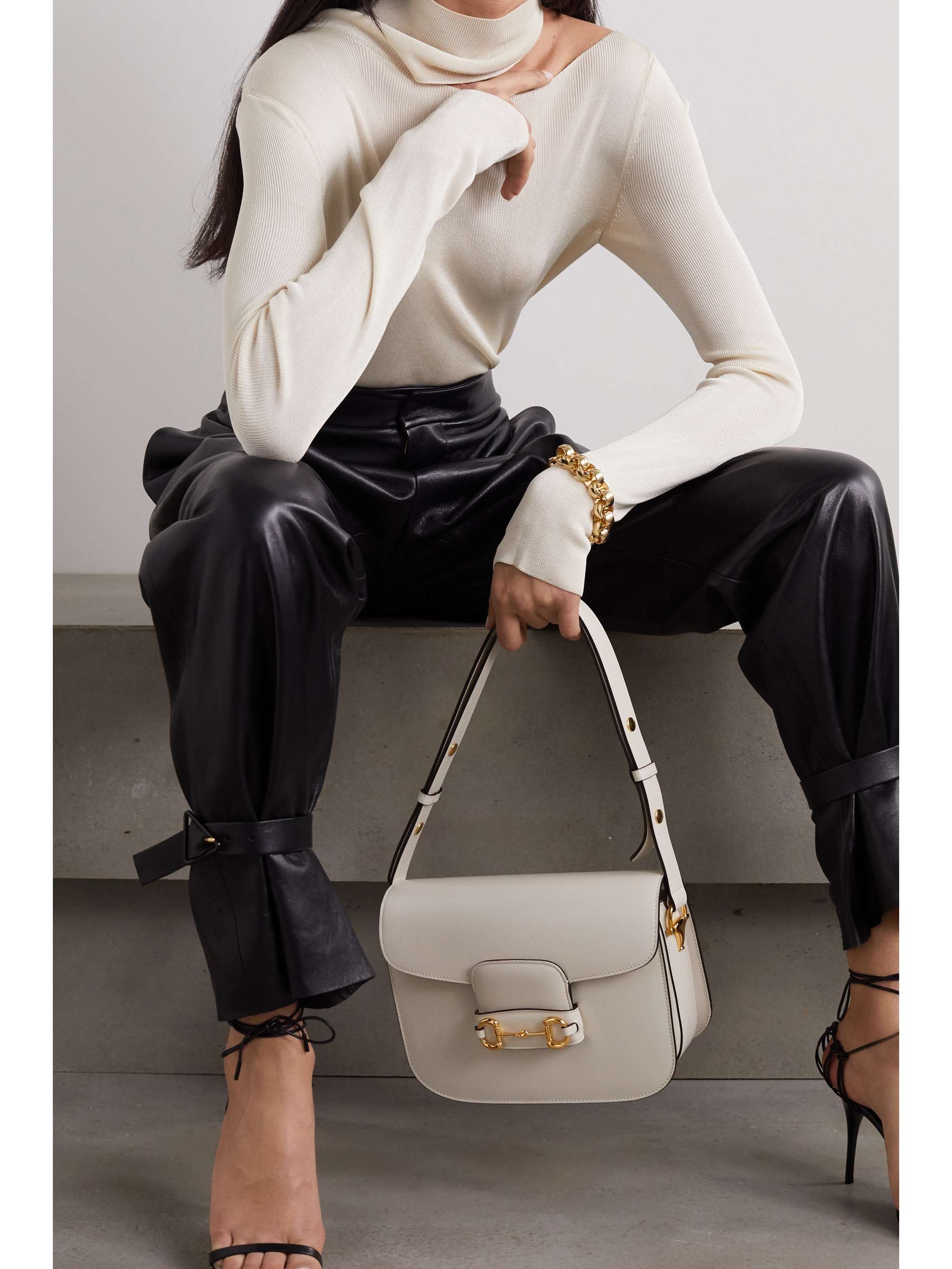 GUCCI Horsebit 1955 textured-leather shoulder bag