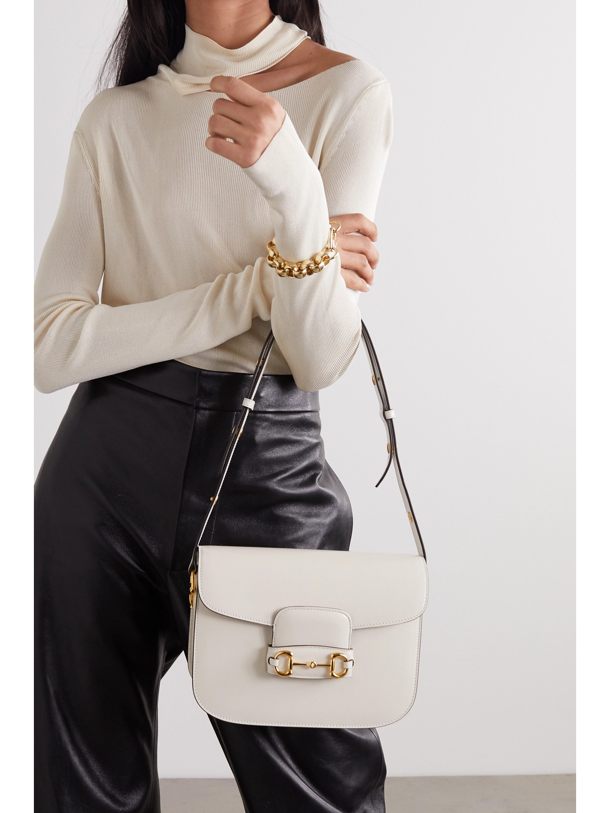 Horsebit 1955 Medium Textured-Leather Shoulder Bag