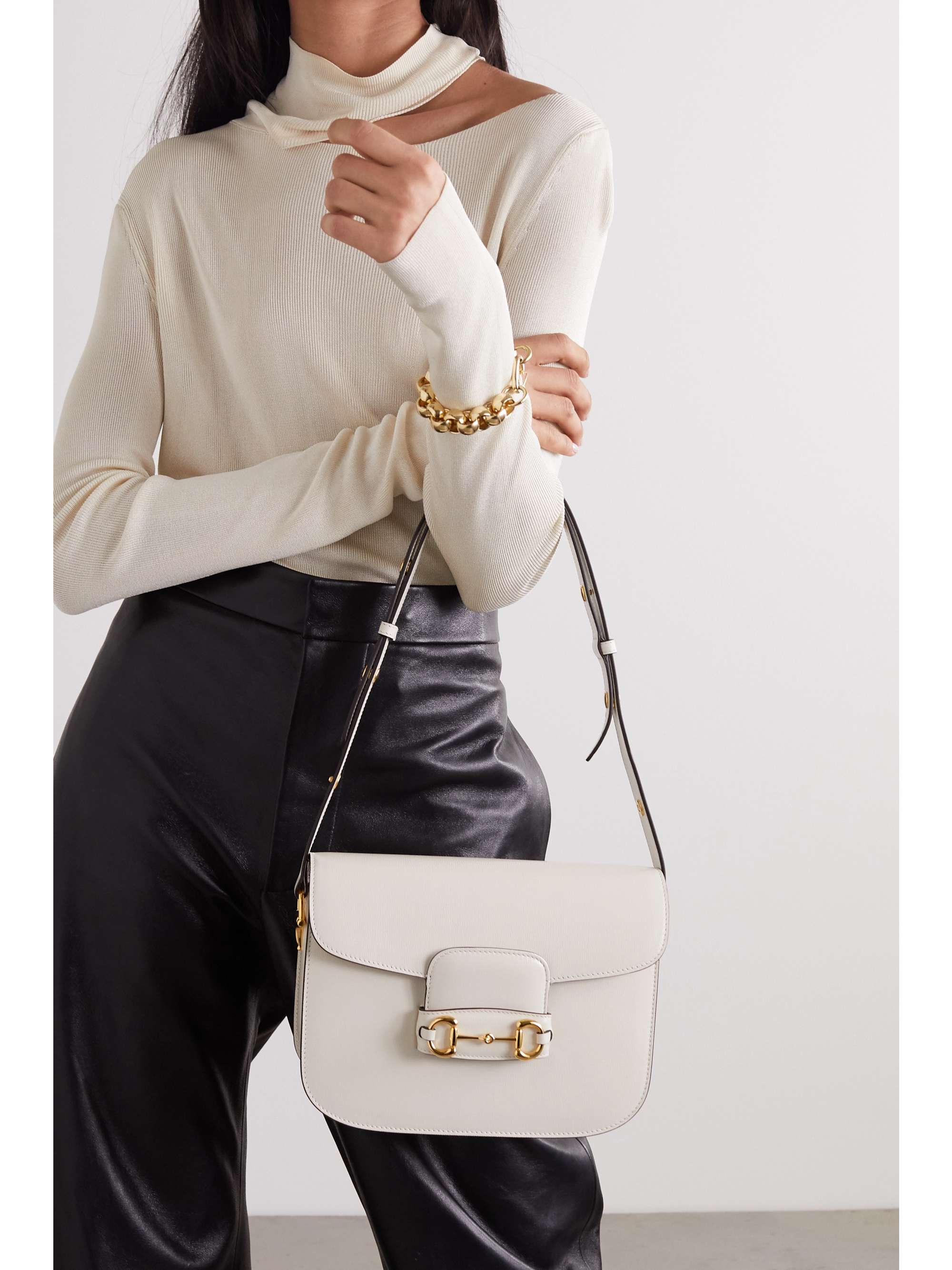 GUCCI Horsebit 1955 textured-leather shoulder bag