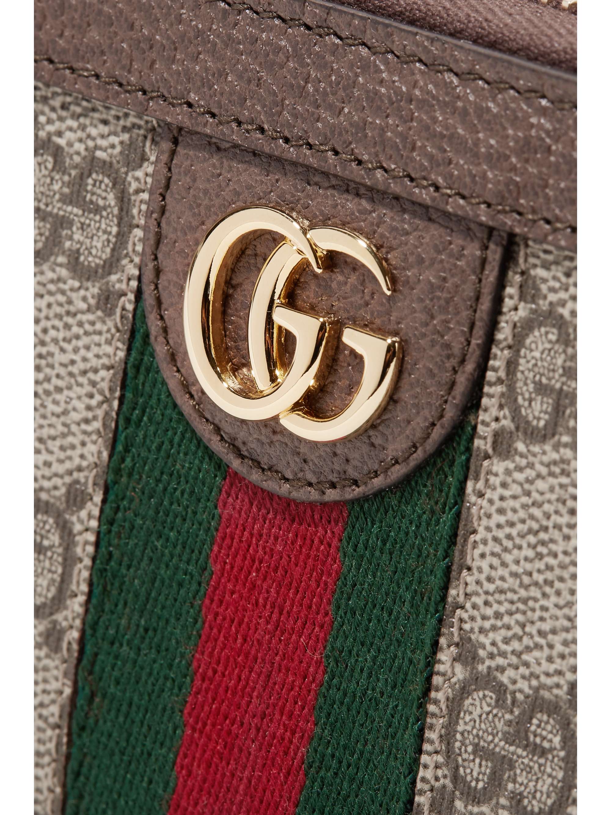GUCCI Ophidia textured leather-trimmed printed coated-canvas continental wallet
